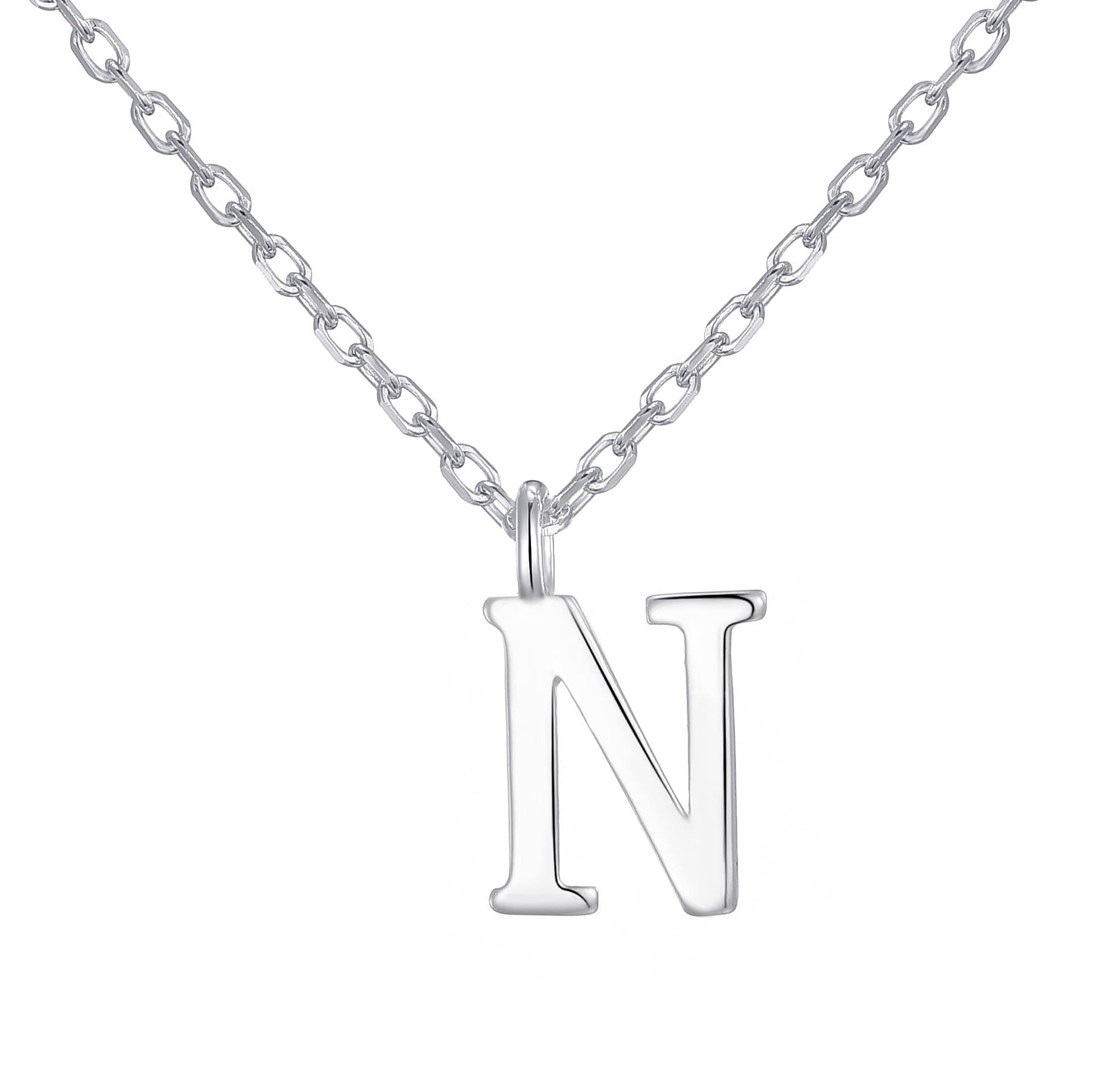 Sterling Silver Initial N Necklace by Philip Jones Jewellery