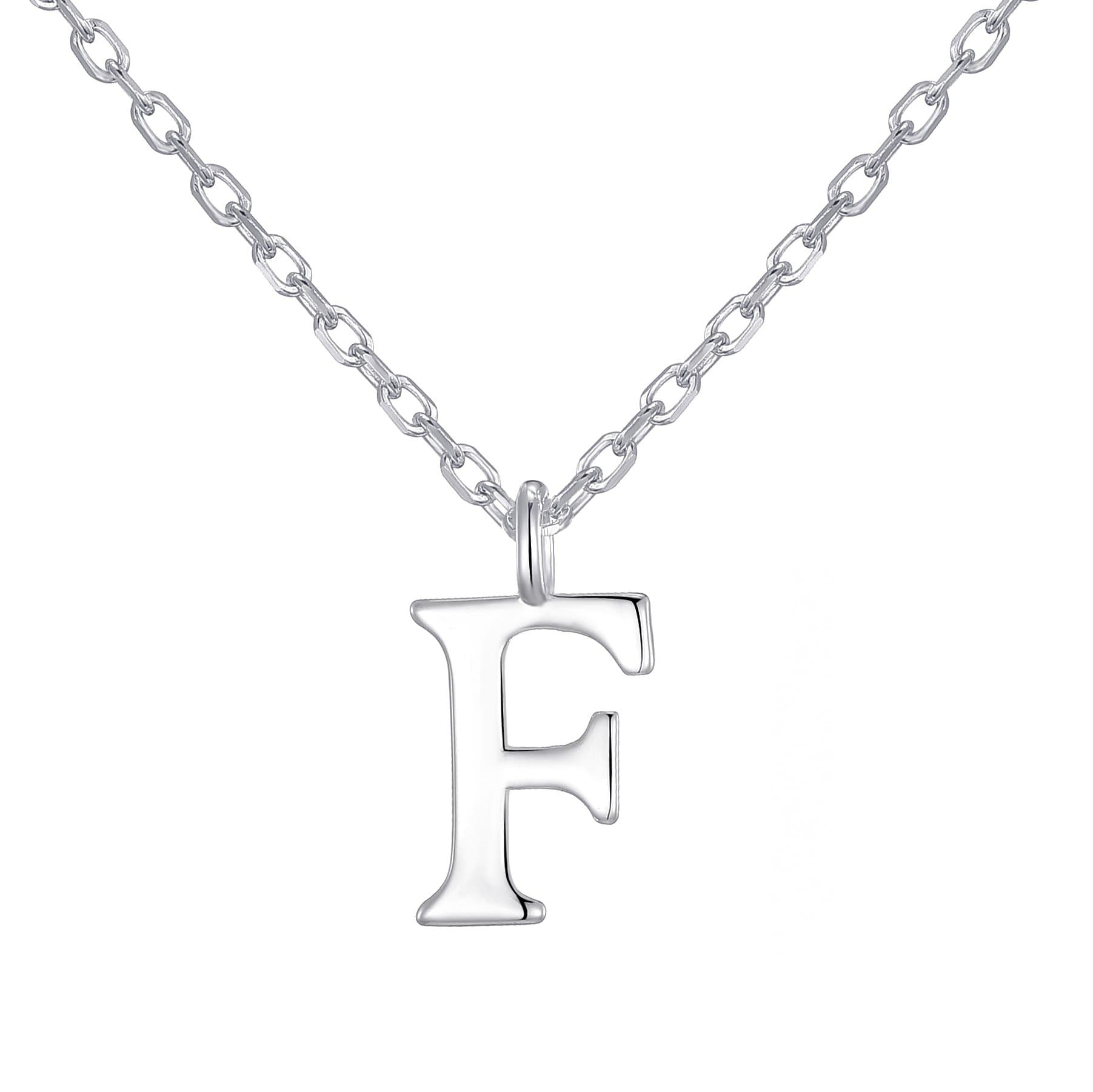 Sterling Silver Initial F Necklace by Philip Jones Jewellery