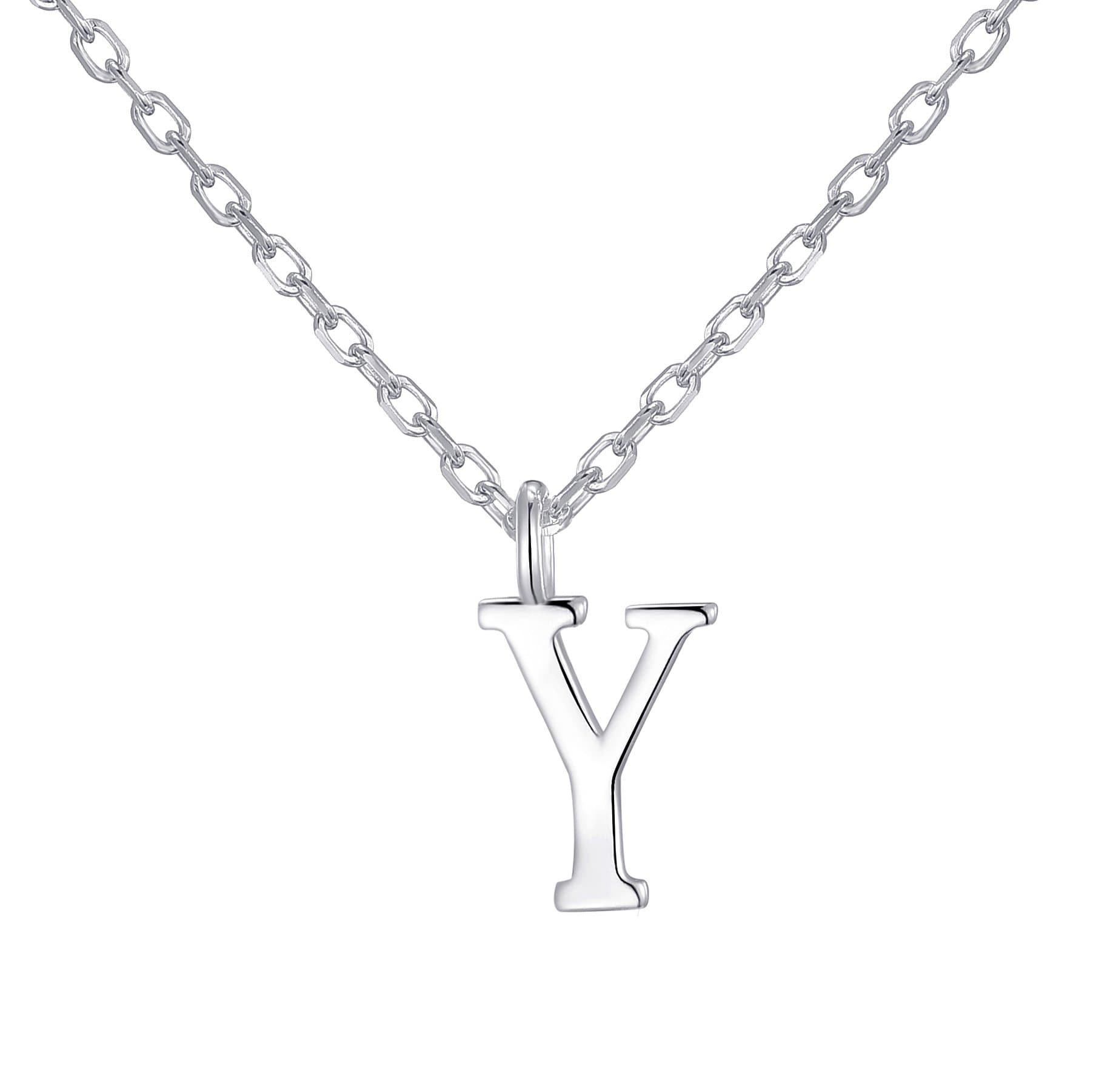 Sterling Silver Initial Y Necklace by Philip Jones Jewellery