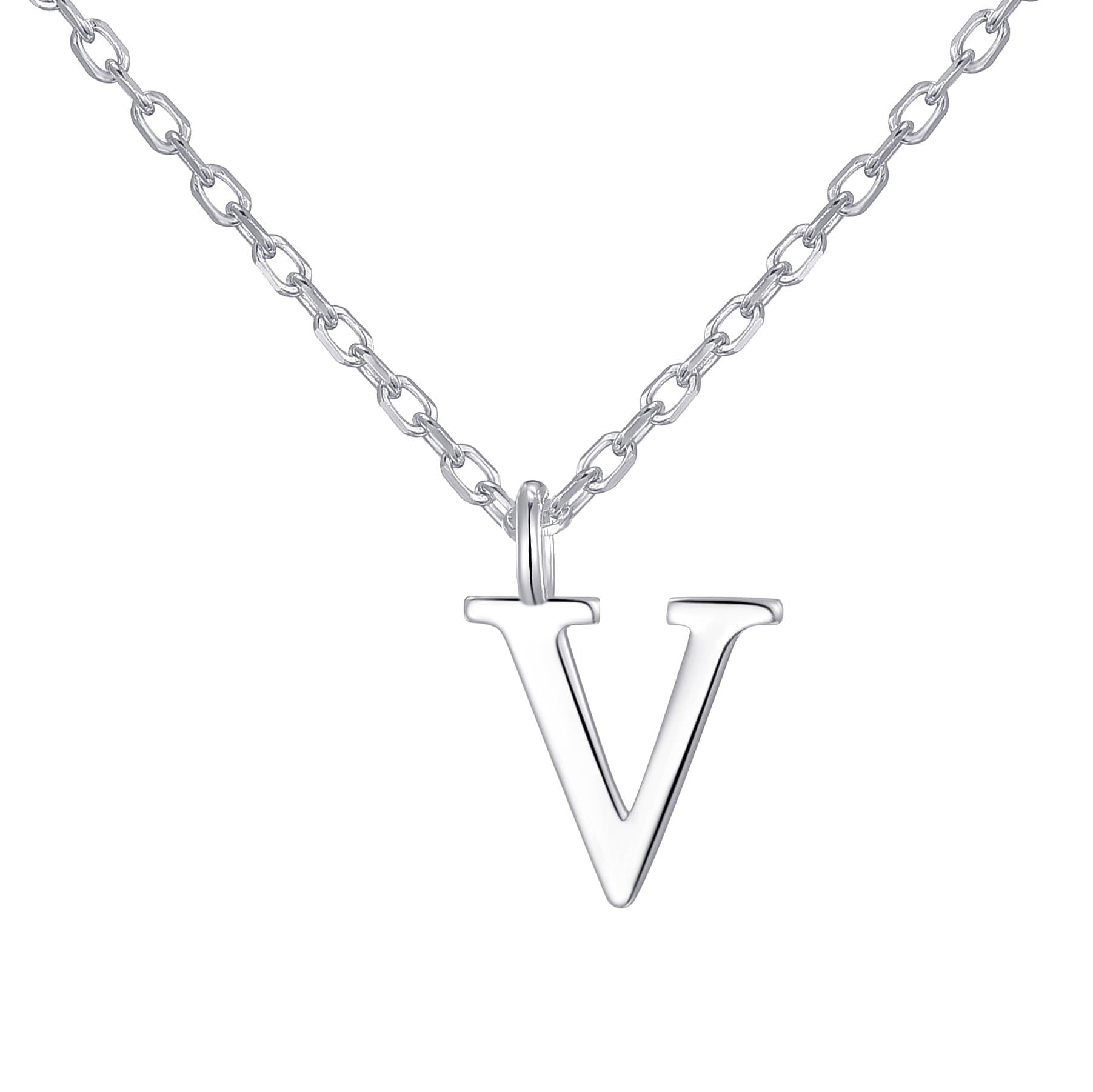 Sterling Silver Initial V Necklace by Philip Jones Jewellery