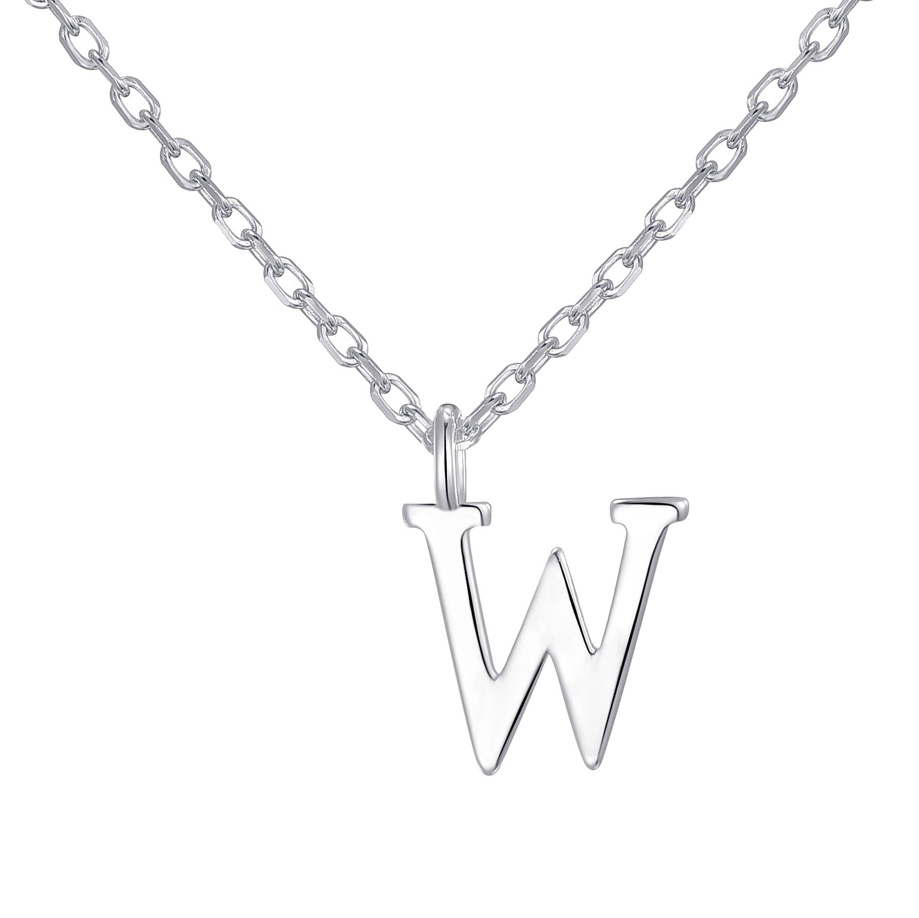 Sterling Silver Initial W Necklace by Philip Jones Jewellery