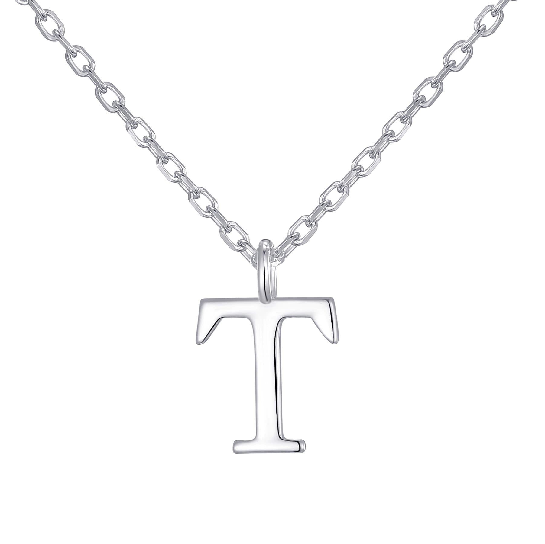 Sterling Silver Initial T Necklace by Philip Jones Jewellery