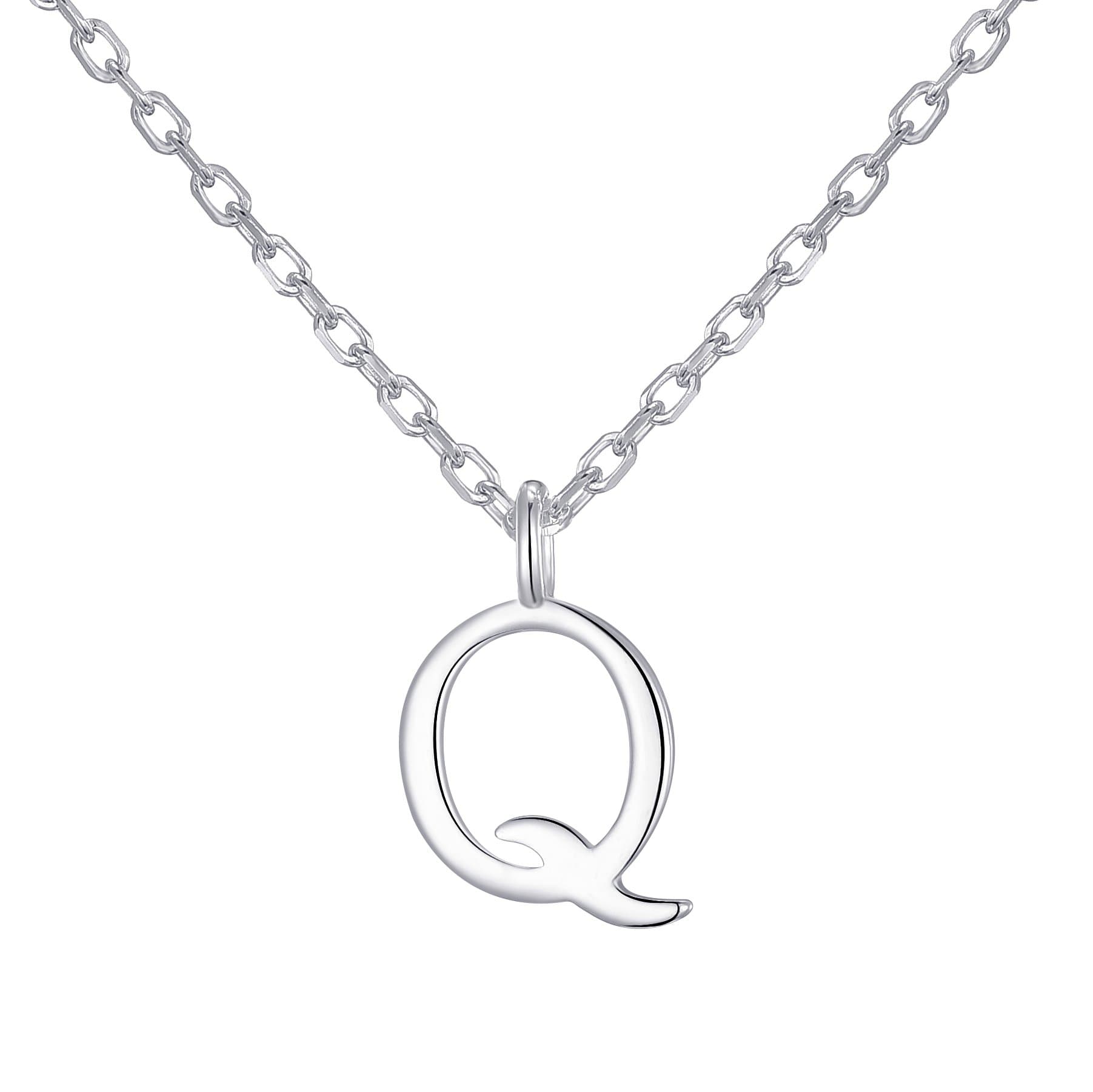 Sterling Silver Initial Q Necklace by Philip Jones Jewellery