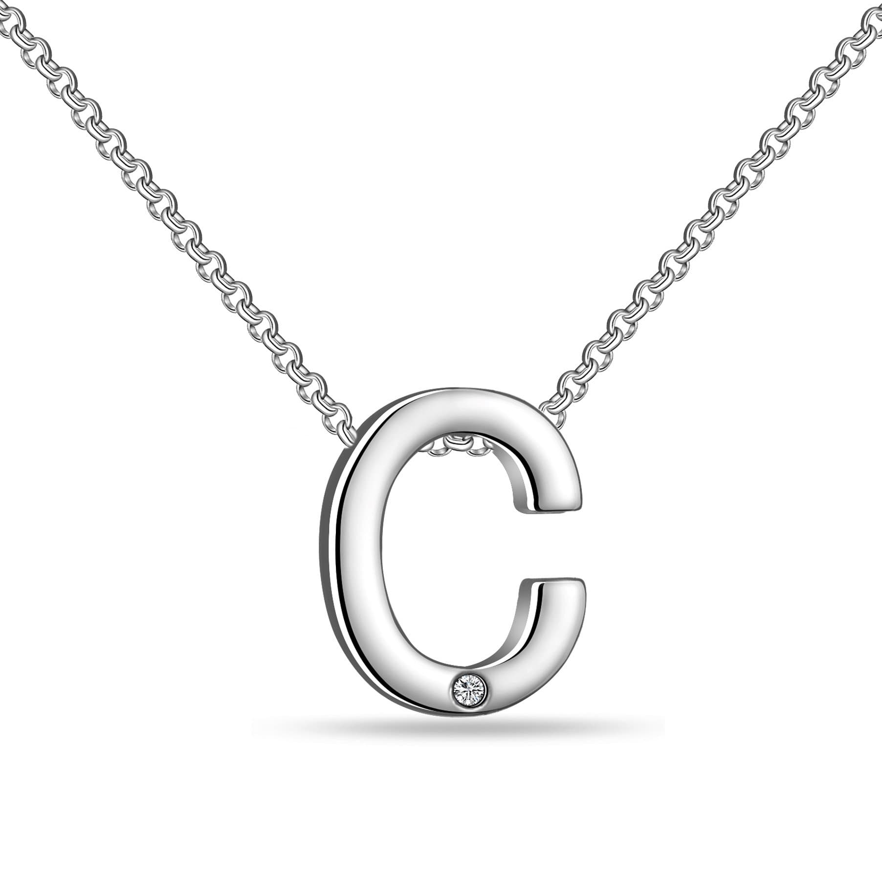 Initial Necklace Letter C Created with Zircondia® Crystals by Philip Jones Jewellery