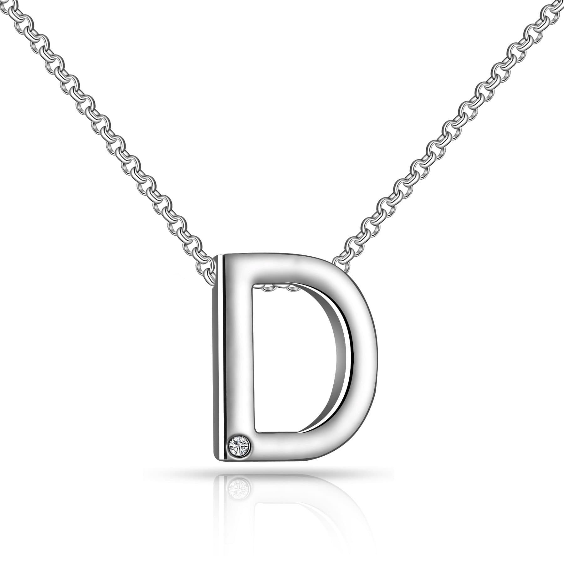 Initial Necklace Letter D Created with Zircondia® Crystals by Philip Jones Jewellery