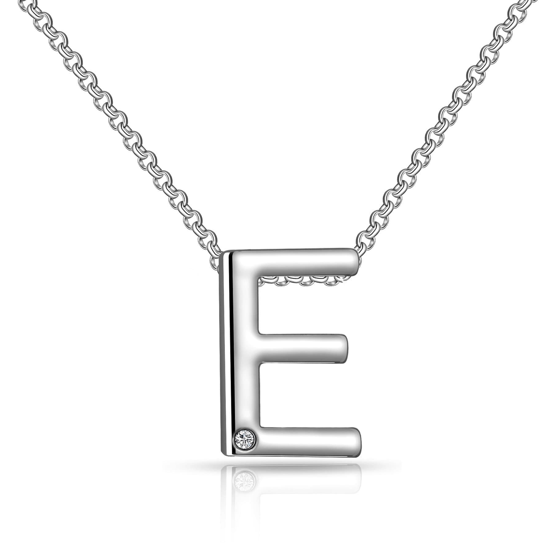 Initial Necklace Letter E Created with Zircondia® Crystals by Philip Jones Jewellery