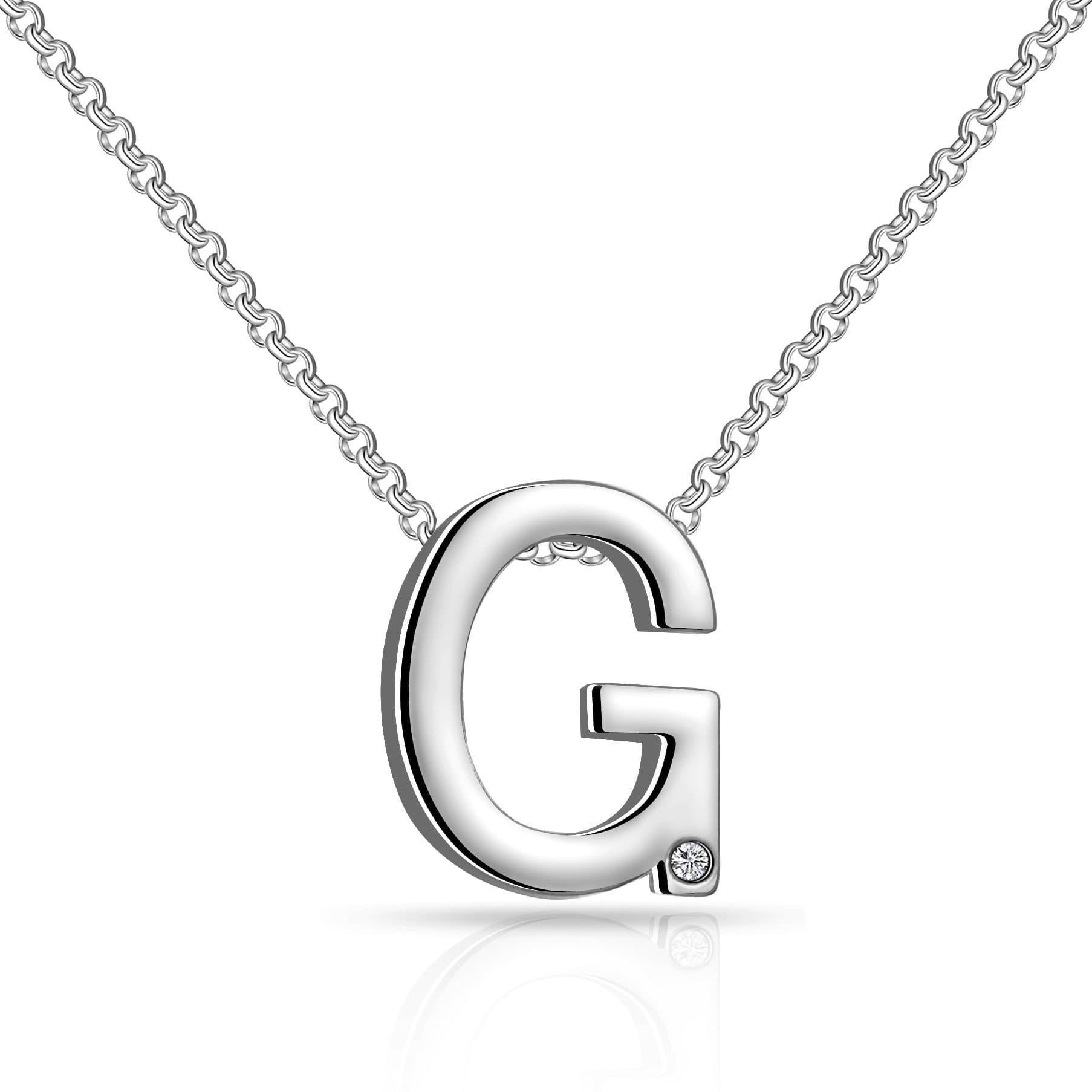 Initial Necklace Letter G Created with Zircondia® Crystals by Philip Jones Jewellery