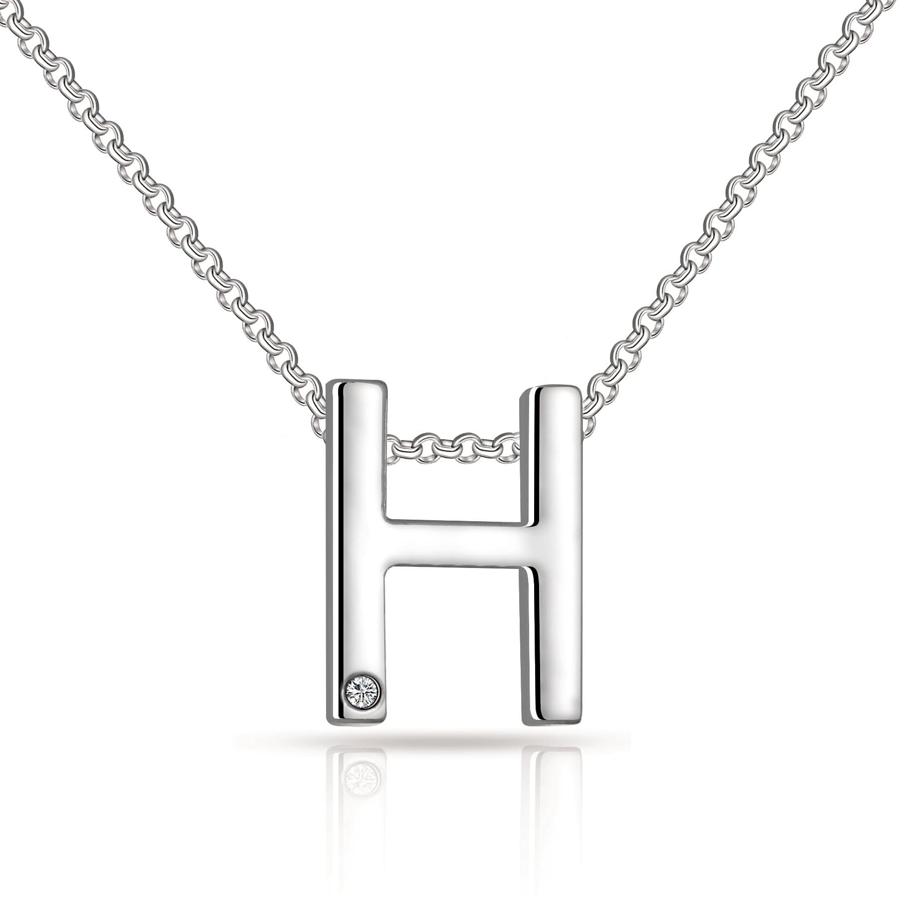 Initial Necklace Letter H Created with Zircondia® Crystals by Philip Jones Jewellery