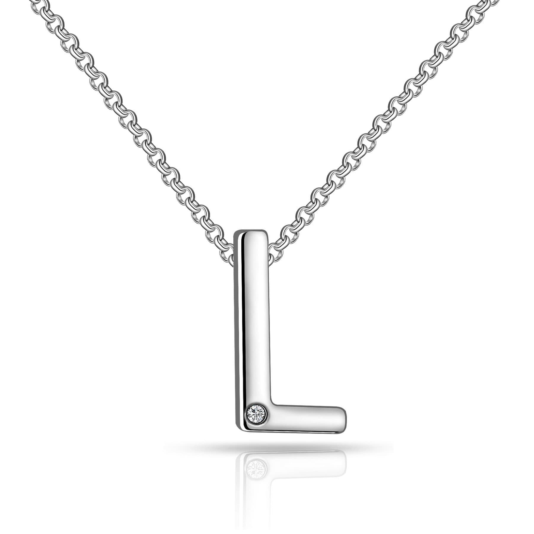 Initial Necklace Letter L Created with Zircondia® Crystals by Philip Jones Jewellery
