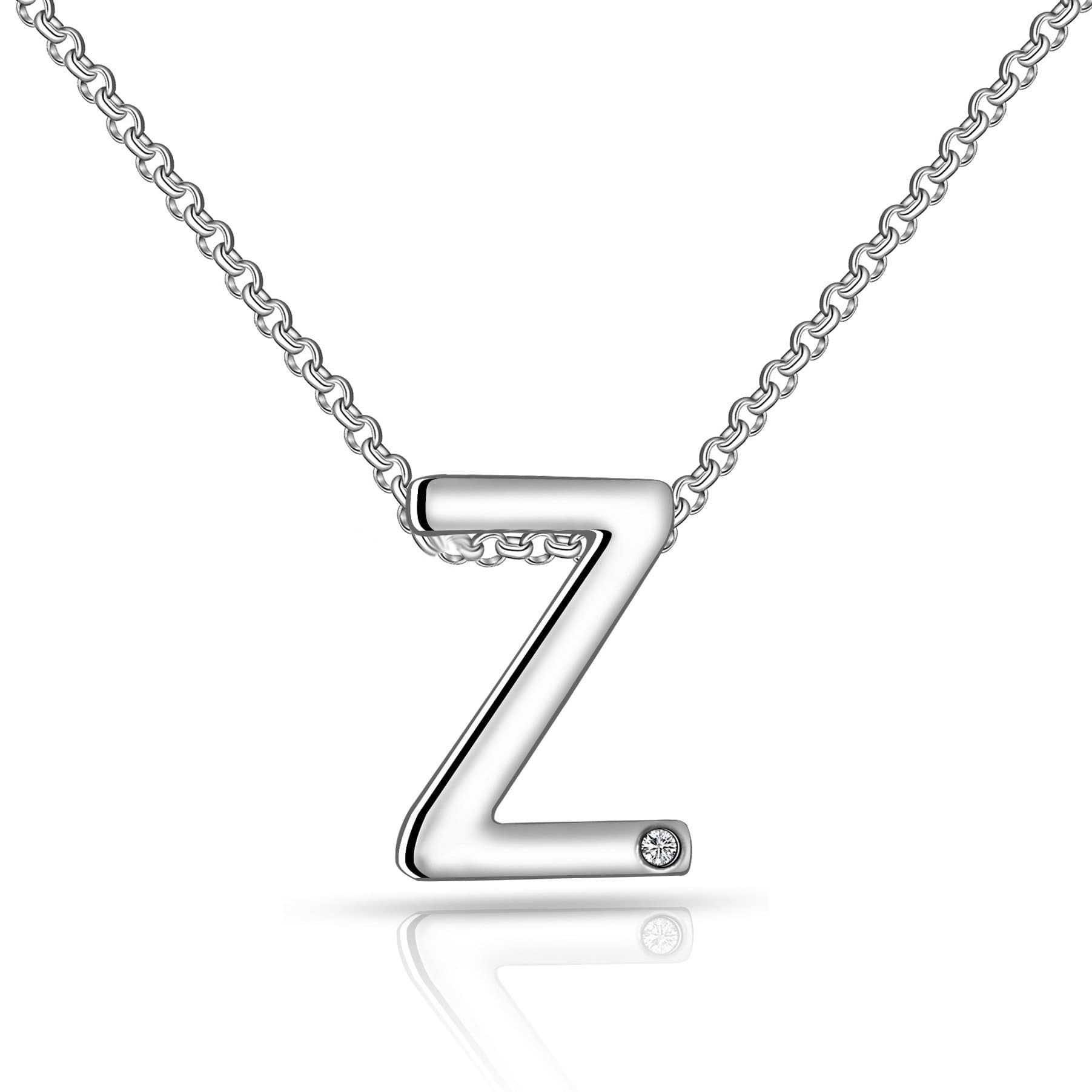 Initial Necklace Letter Z Created with Zircondia® Crystals by Philip Jones Jewellery