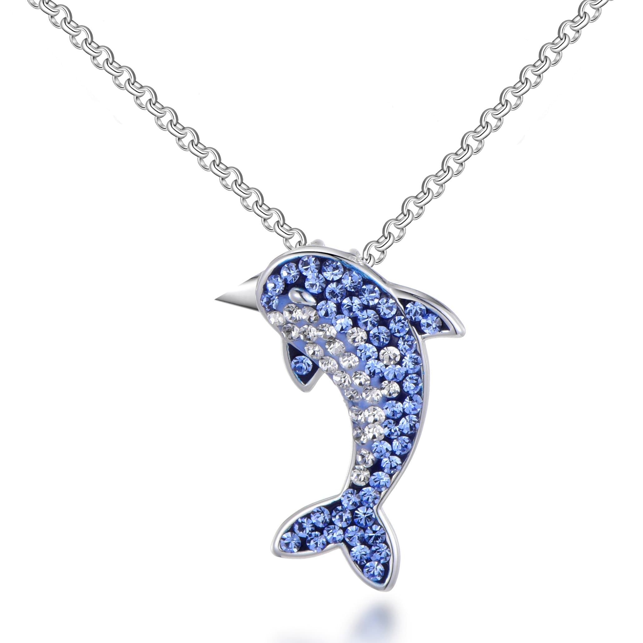 Dolphin Necklace with Zircondia® Crystals by Philip Jones Jewellery