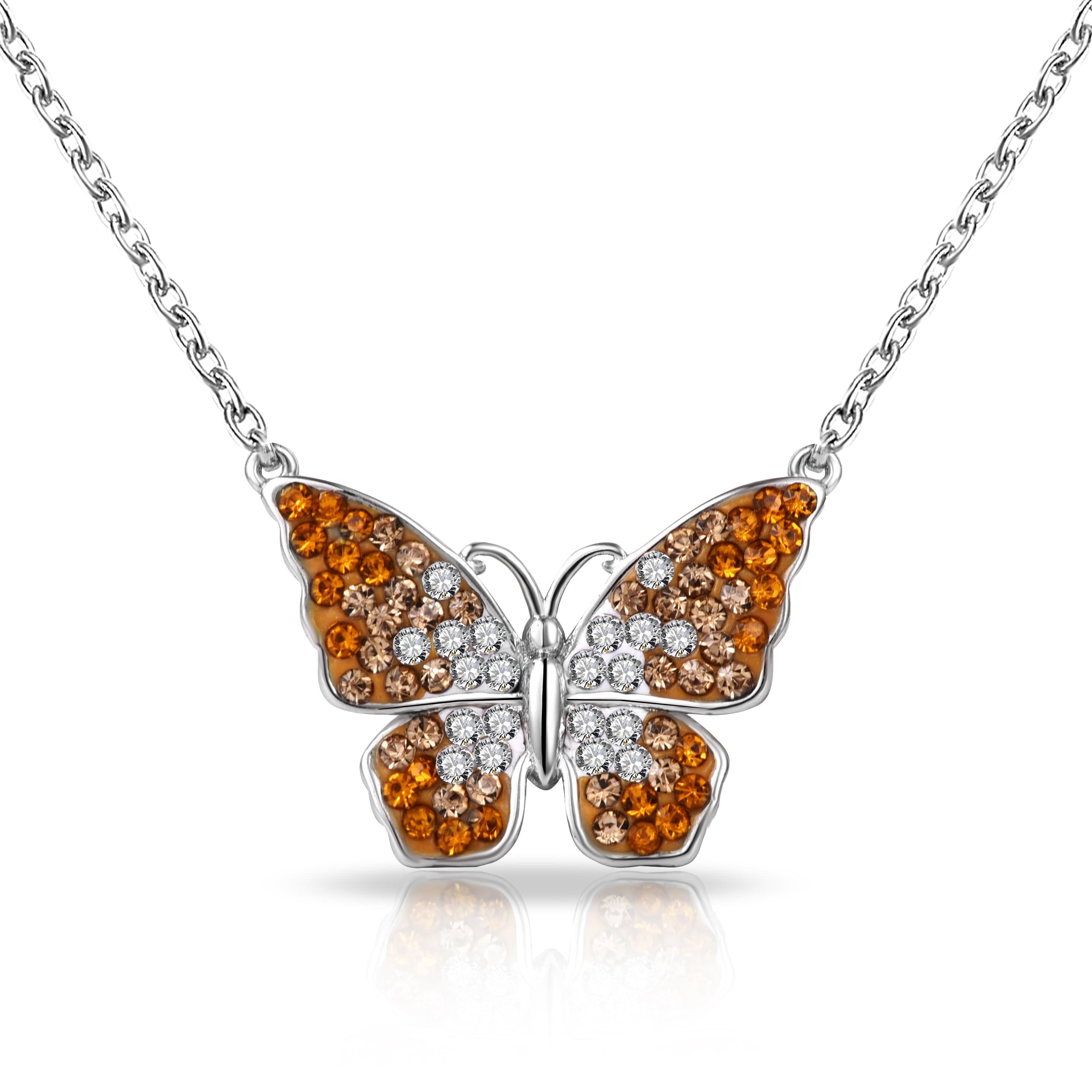 Butterfly Necklace with Zircondia® Crystals by Philip Jones Jewellery