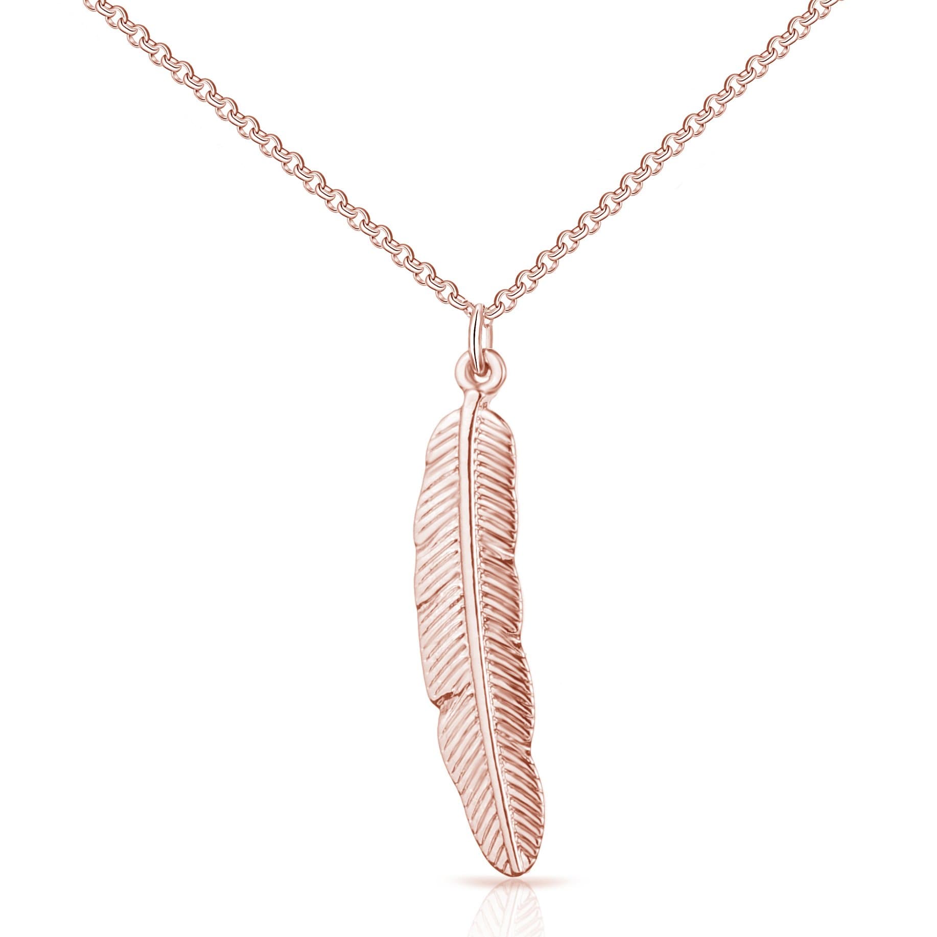 Rose Gold Plated Feather Necklace by Philip Jones Jewellery