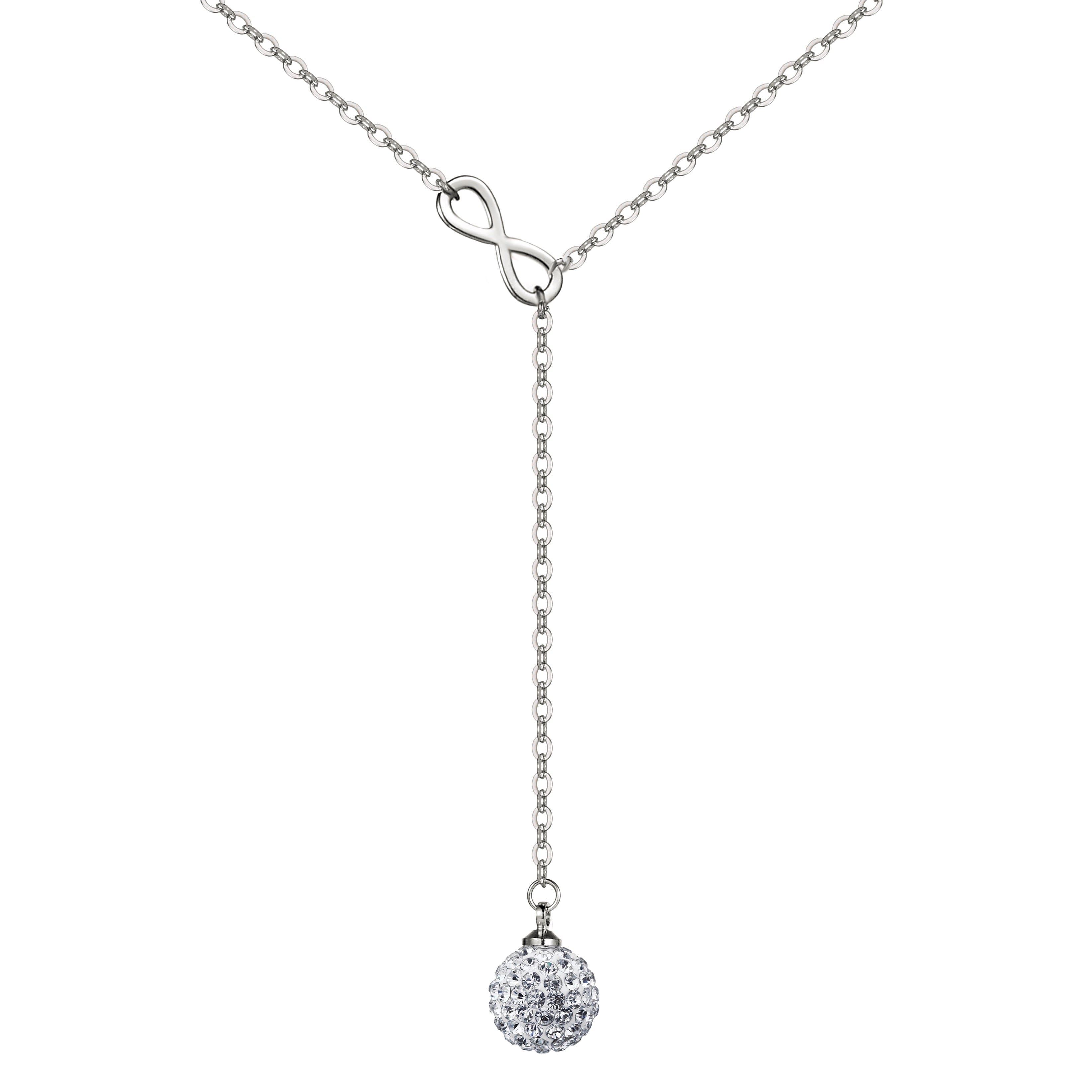 Silver Plated Infinity Necklace Created with Zircondia® Crystals by Philip Jones Jewellery