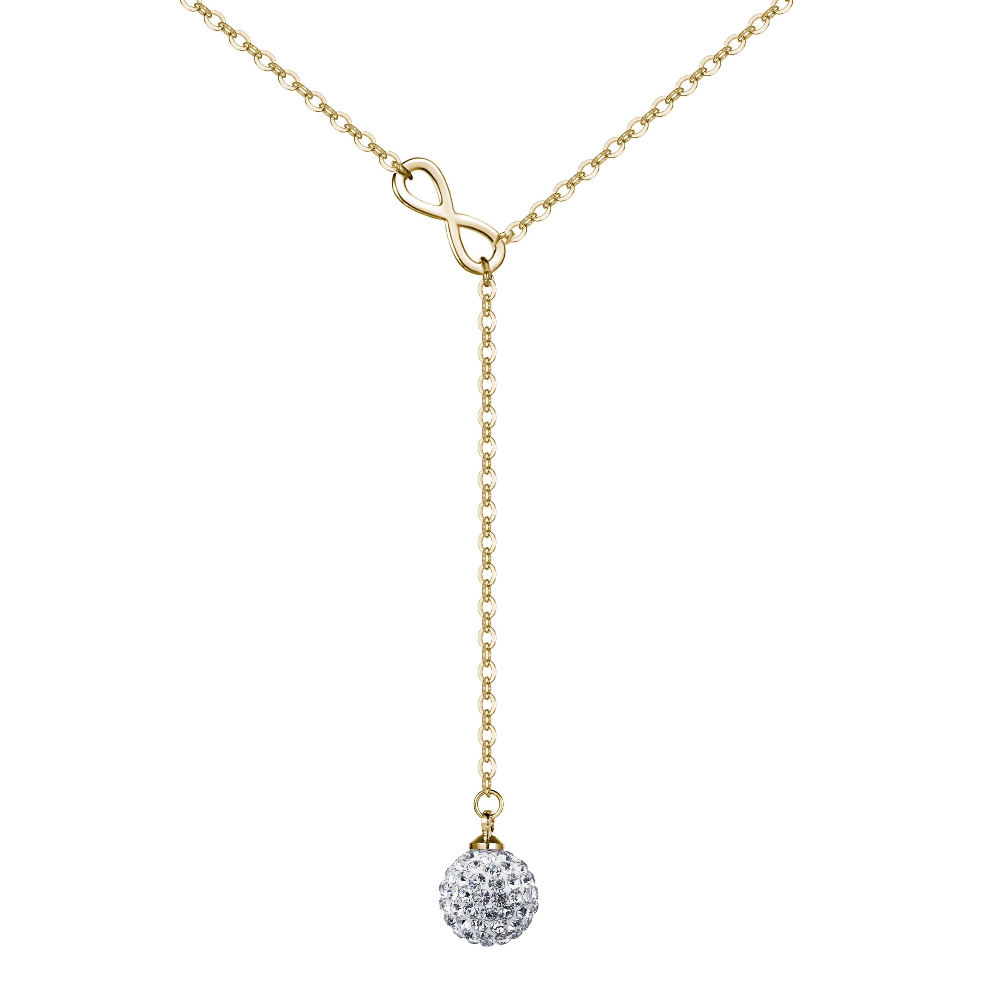 Gold Plated Infinity Necklace Created with Zircondia® Crystals by Philip Jones Jewellery