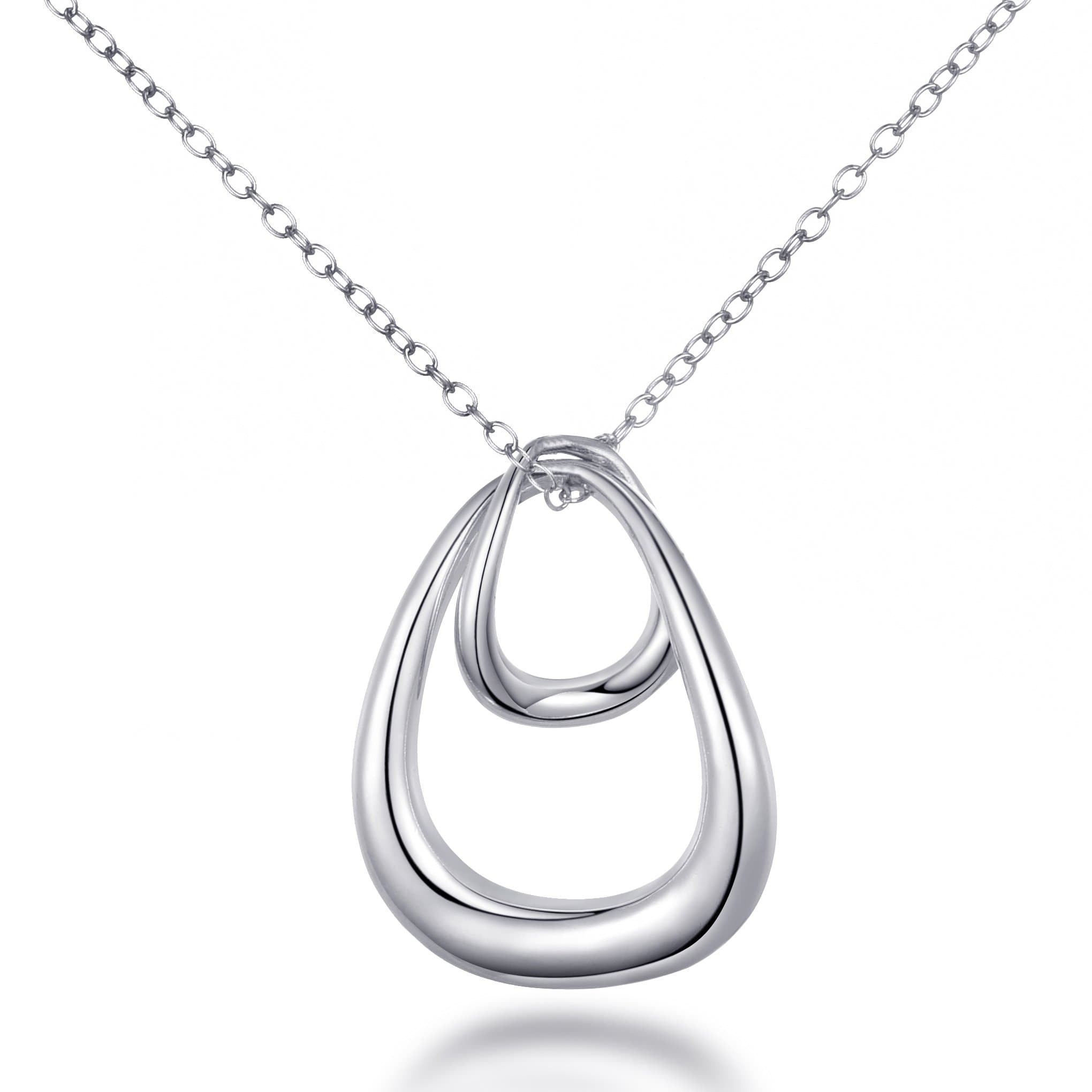 Sterling Silver Double Open Drop Necklace by Philip Jones Jewellery