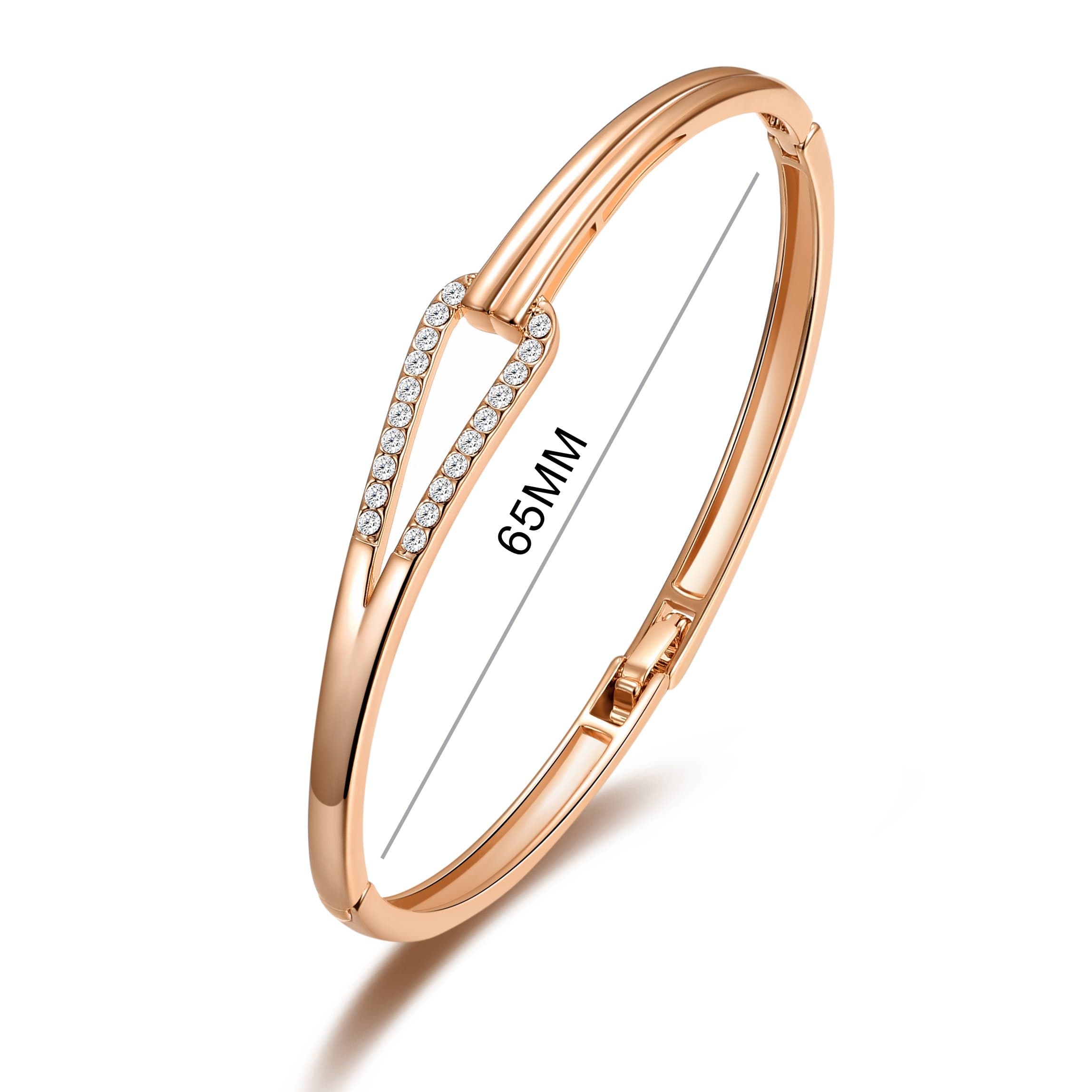 Rose Gold Plated Link Bangle Created with Zircondia® Crystals
