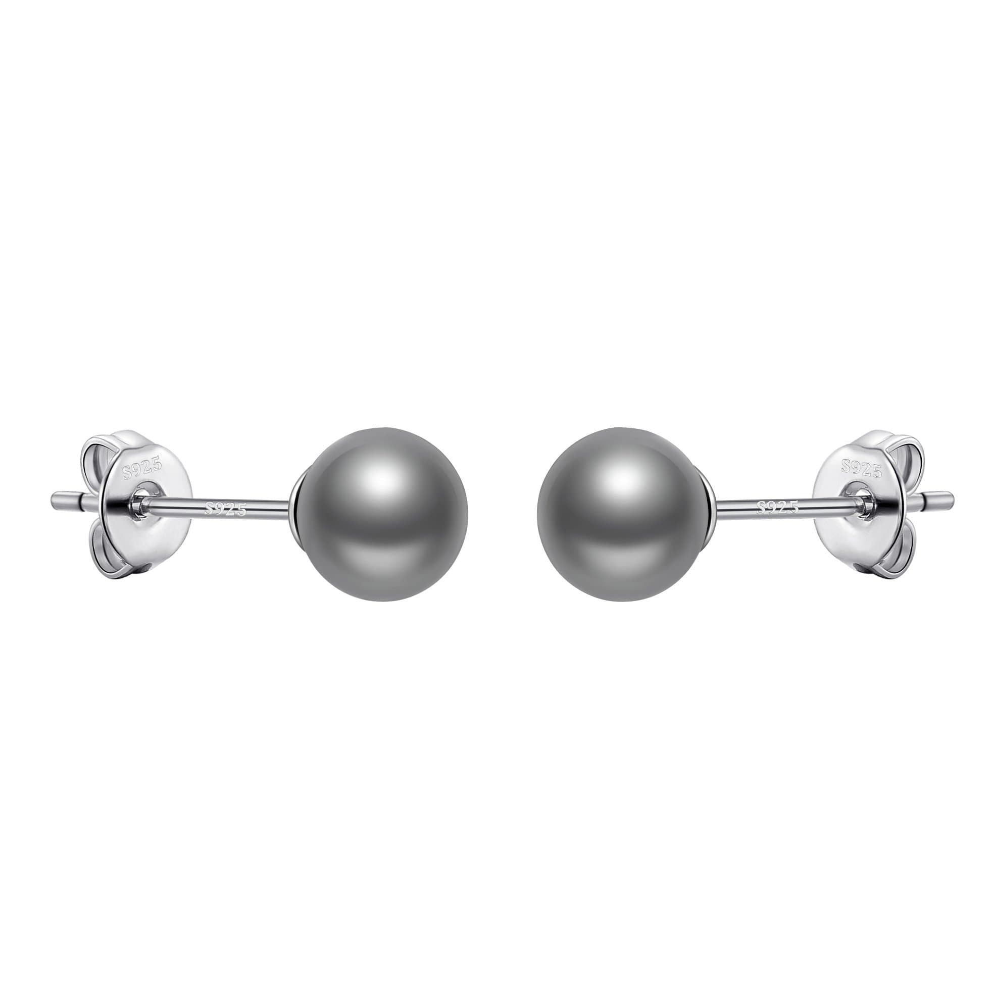 Sterling Silver Grey Shell Pearl Earrings by Philip Jones Jewellery