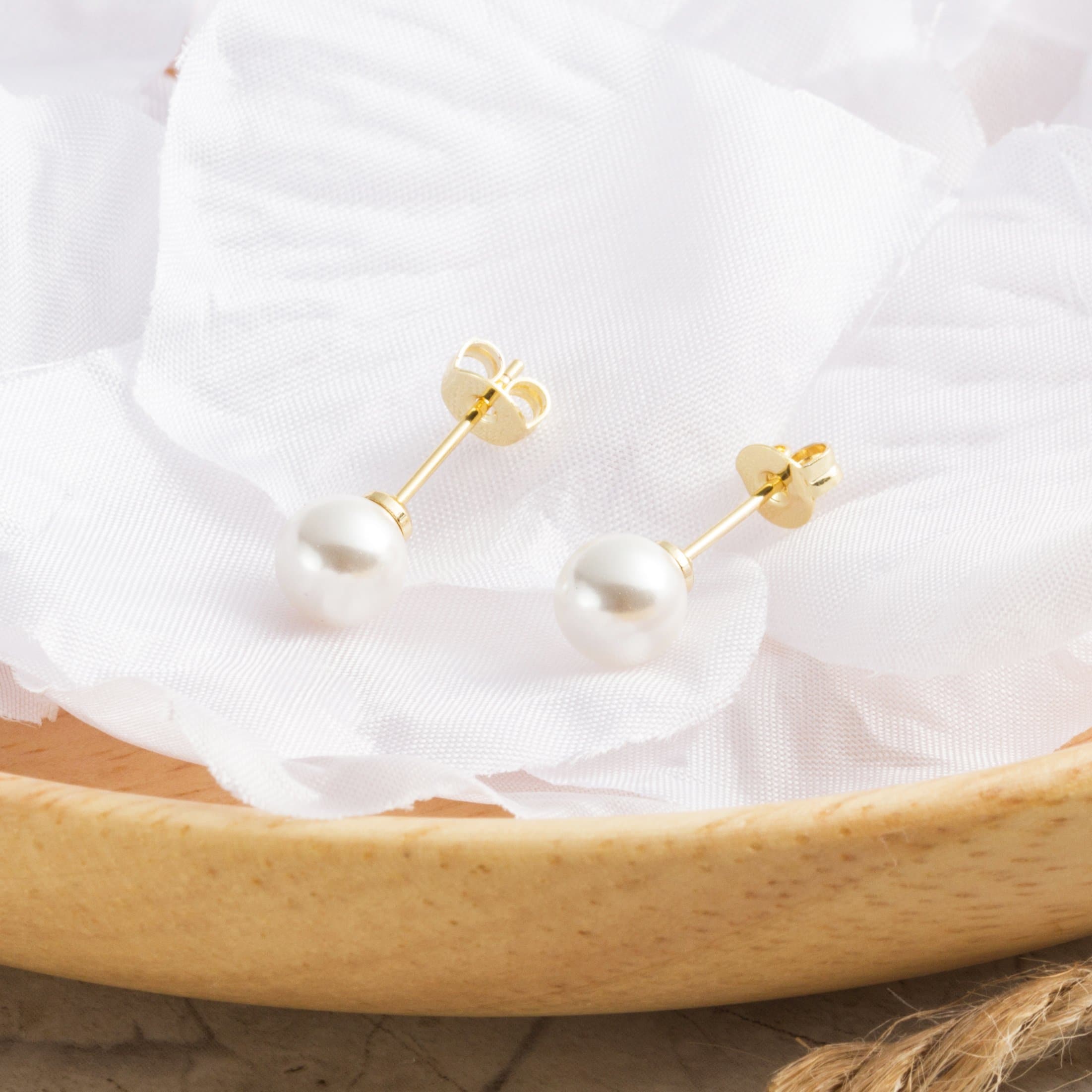 Gold Plated Shell Pearl Earrings
