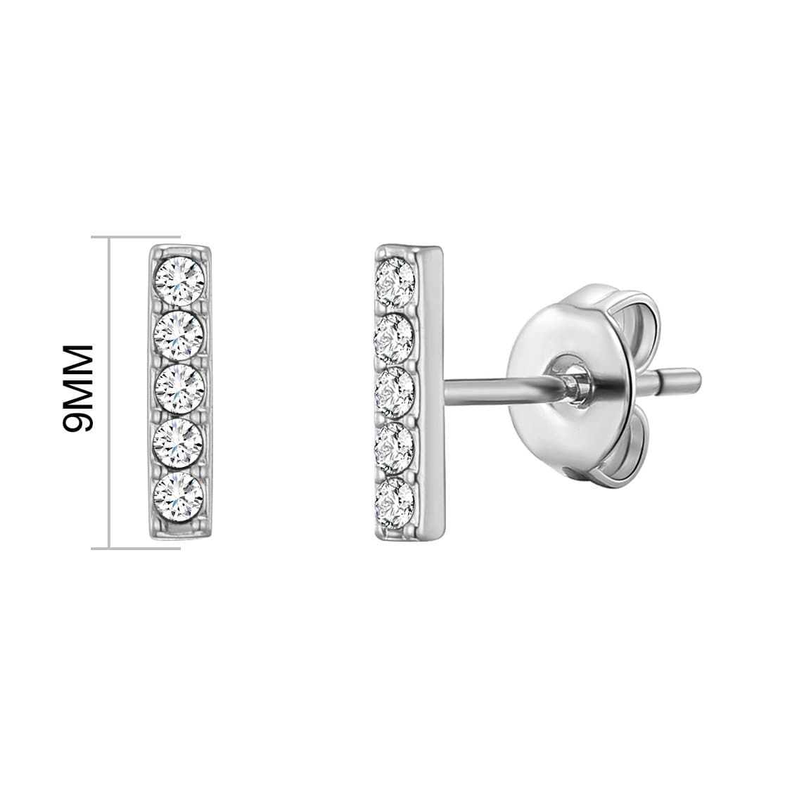 Silver Plated Bar Earrings Created with Zircondia® Crystals