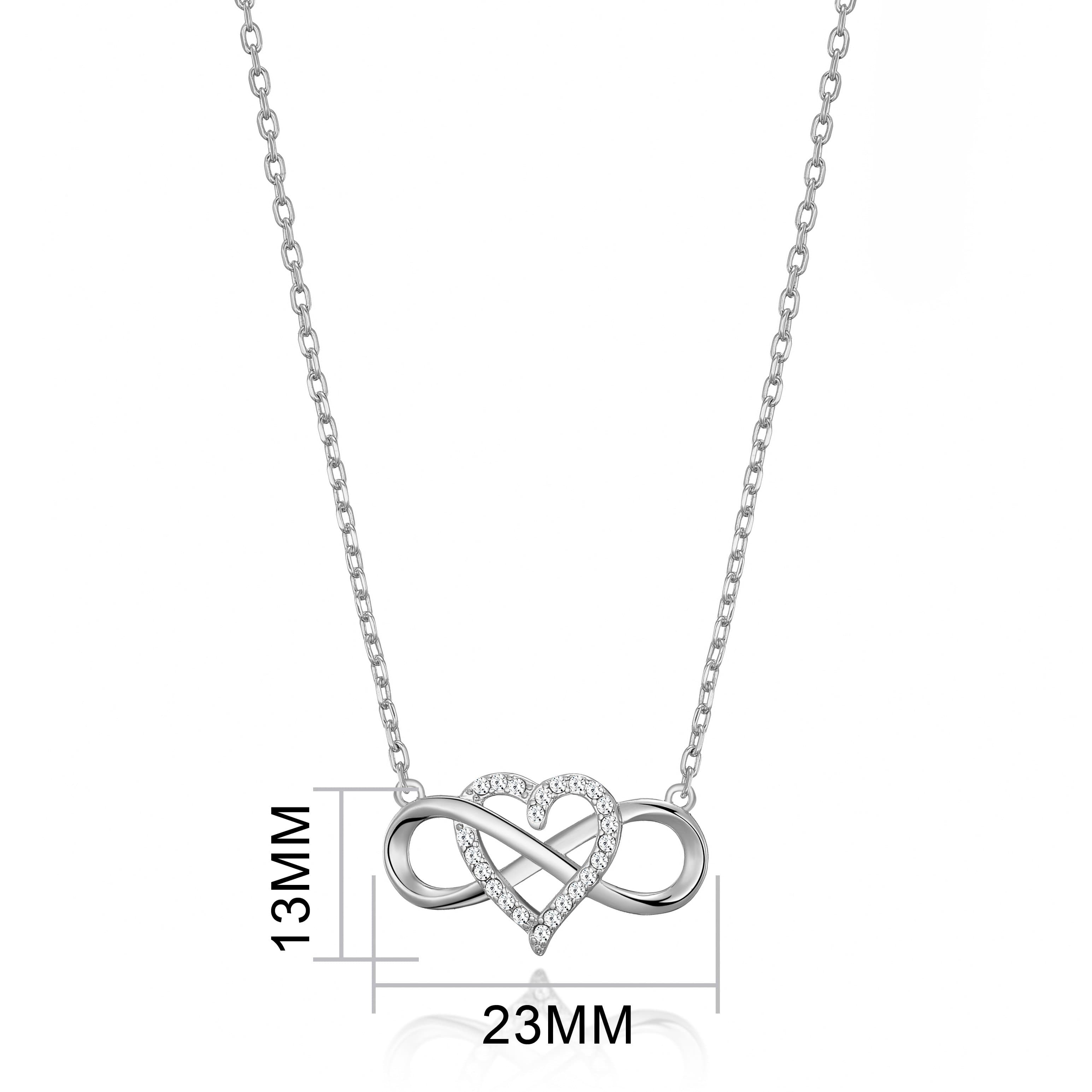 Silver Plated Infinity Heart Necklace Created with Zircondia® Crystals