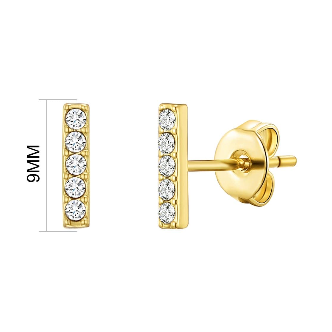 Gold Plated Bar Earrings Created with Zircondia® Crystals