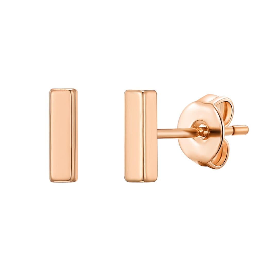 Rose Gold Plated Bar Earrings by Philip Jones Jewellery