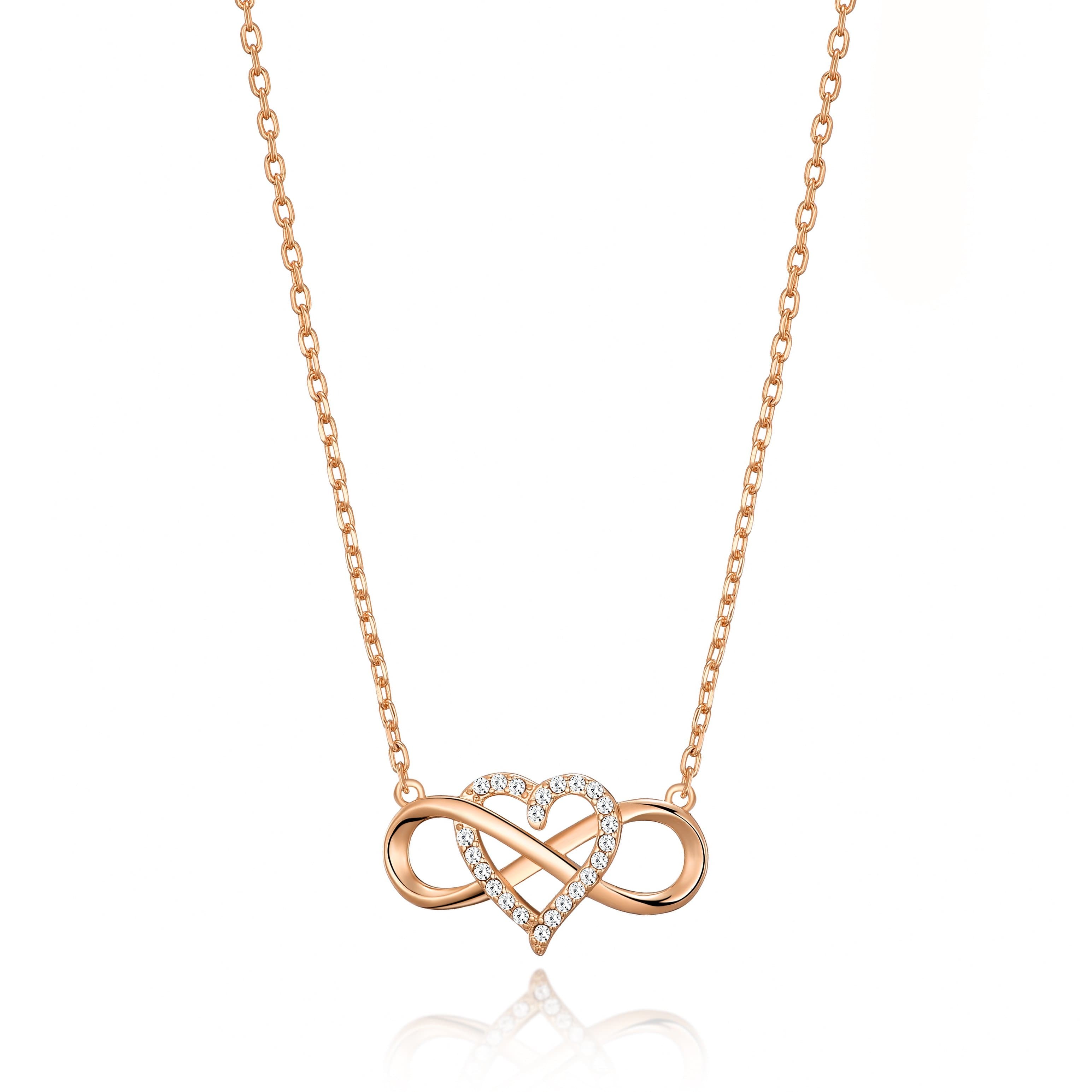Rose Gold Plated Infinity Heart Necklace Created with Zircondia® Crystals