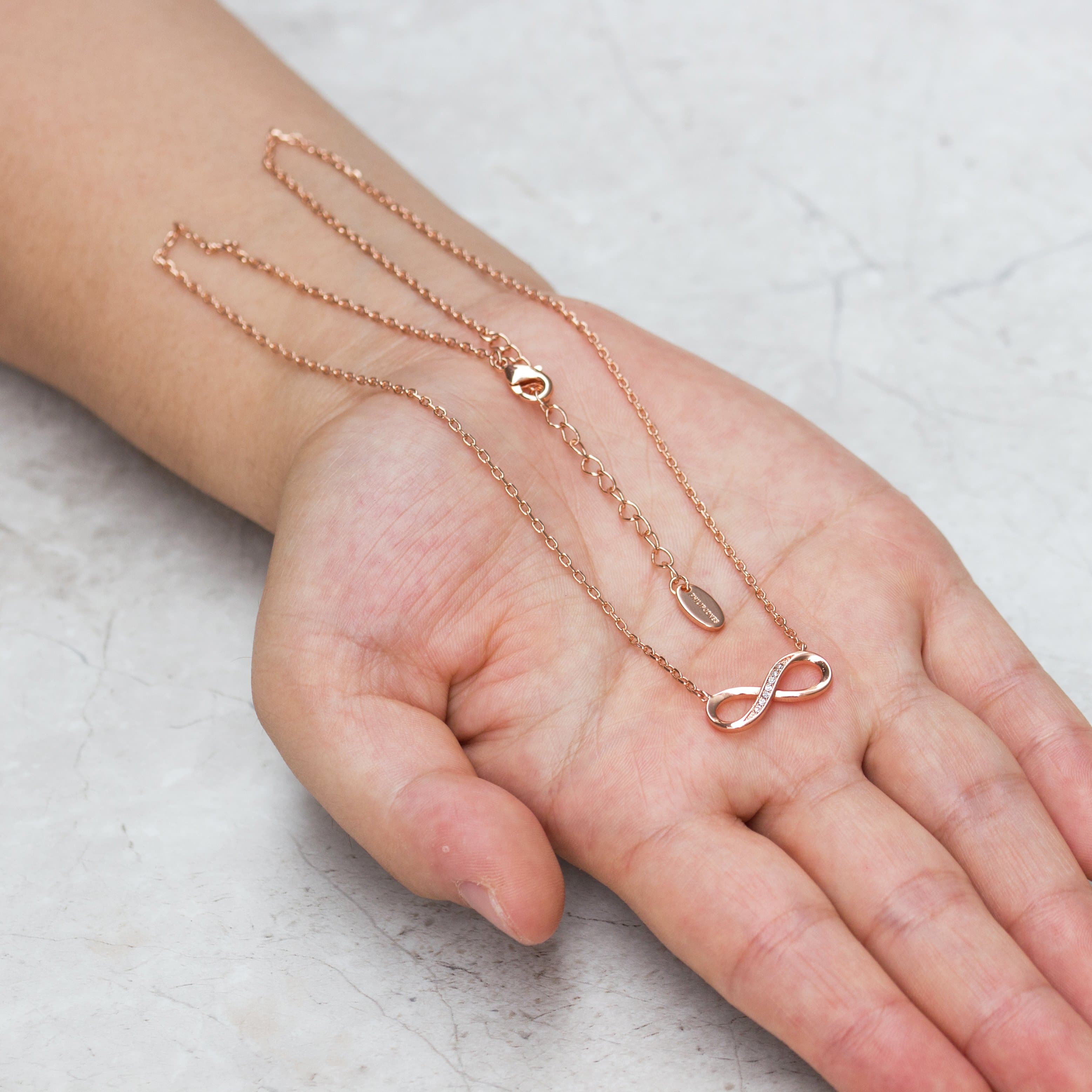 Rose Gold Plated Infinity Pendant Necklace Created with Zircondia® Crystals