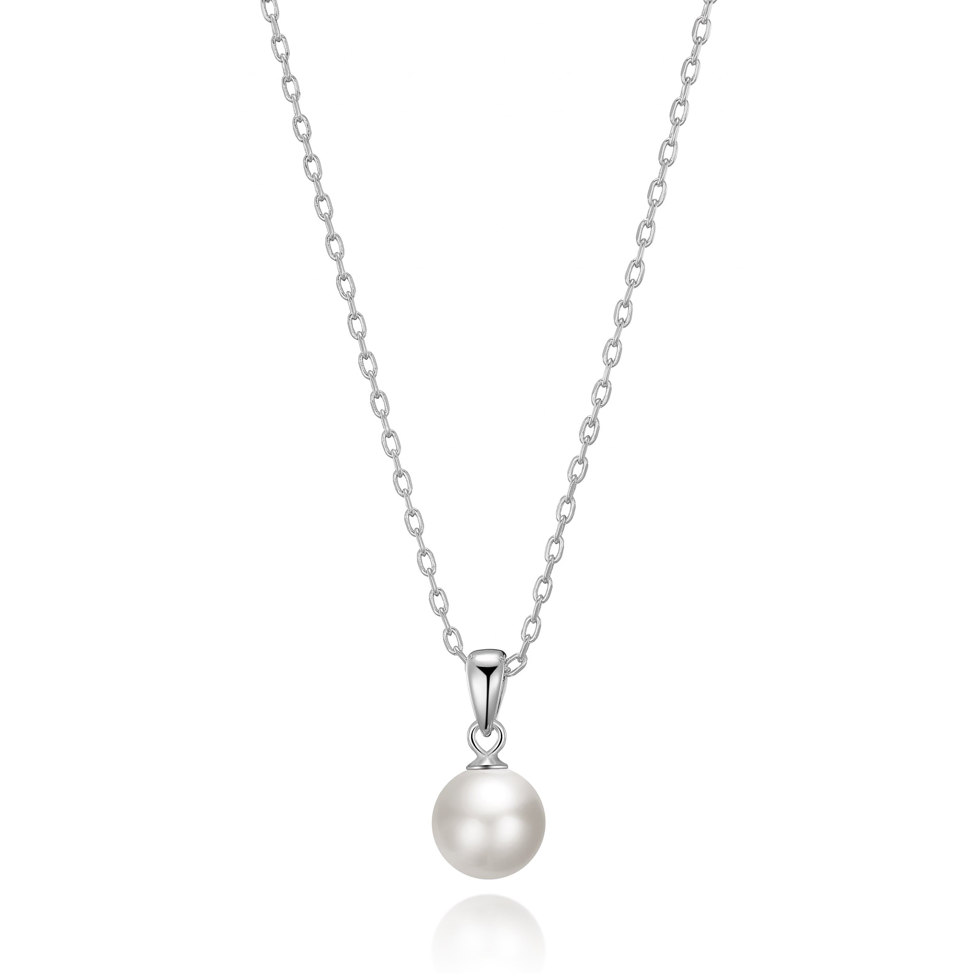 Sterling Silver White Shell Pearl Necklace by Philip Jones Jewellery