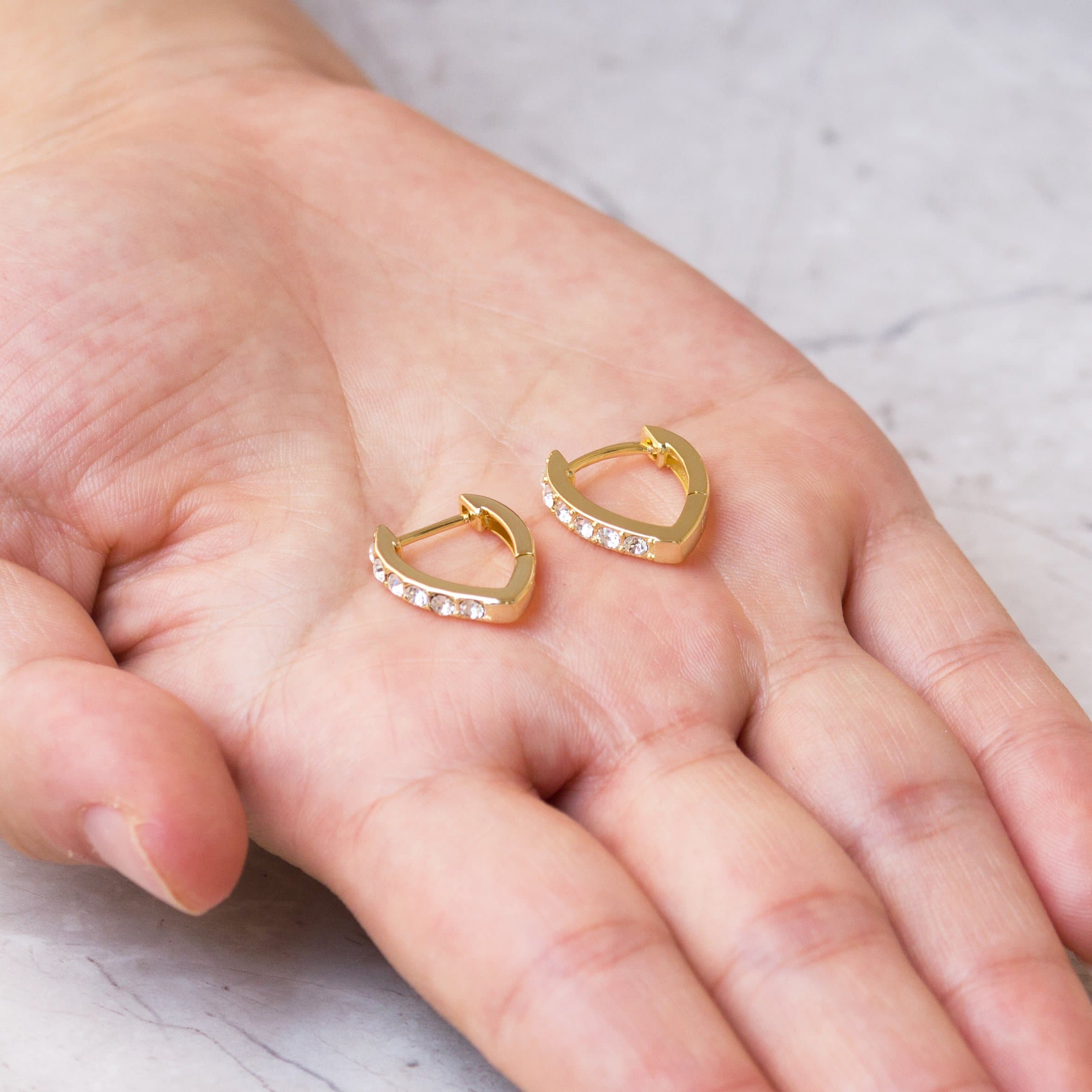 Gold Plated Huggie Hoop Earrings Created with Zircondia® Crystals