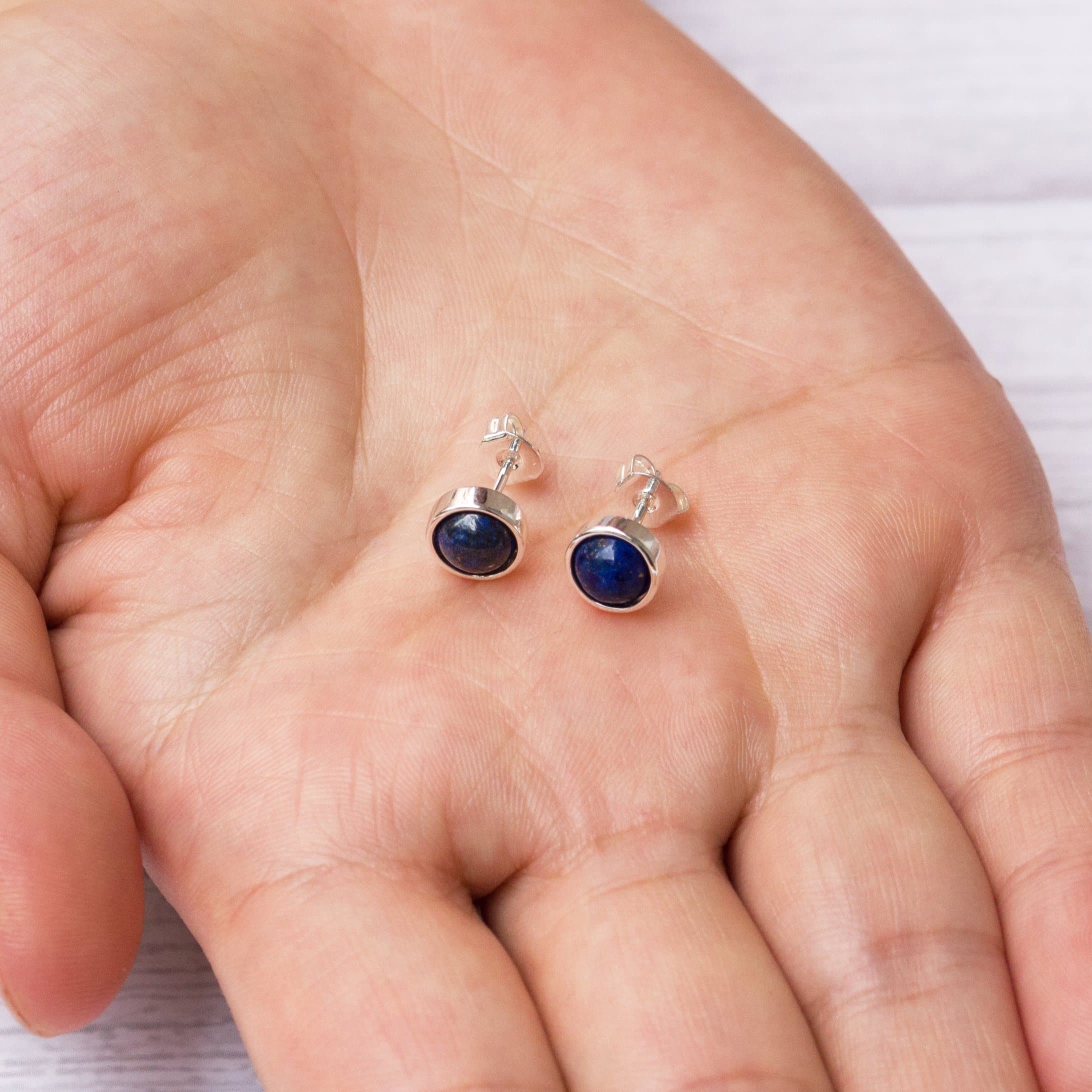 Lapis Stud Earrings with Quote Card