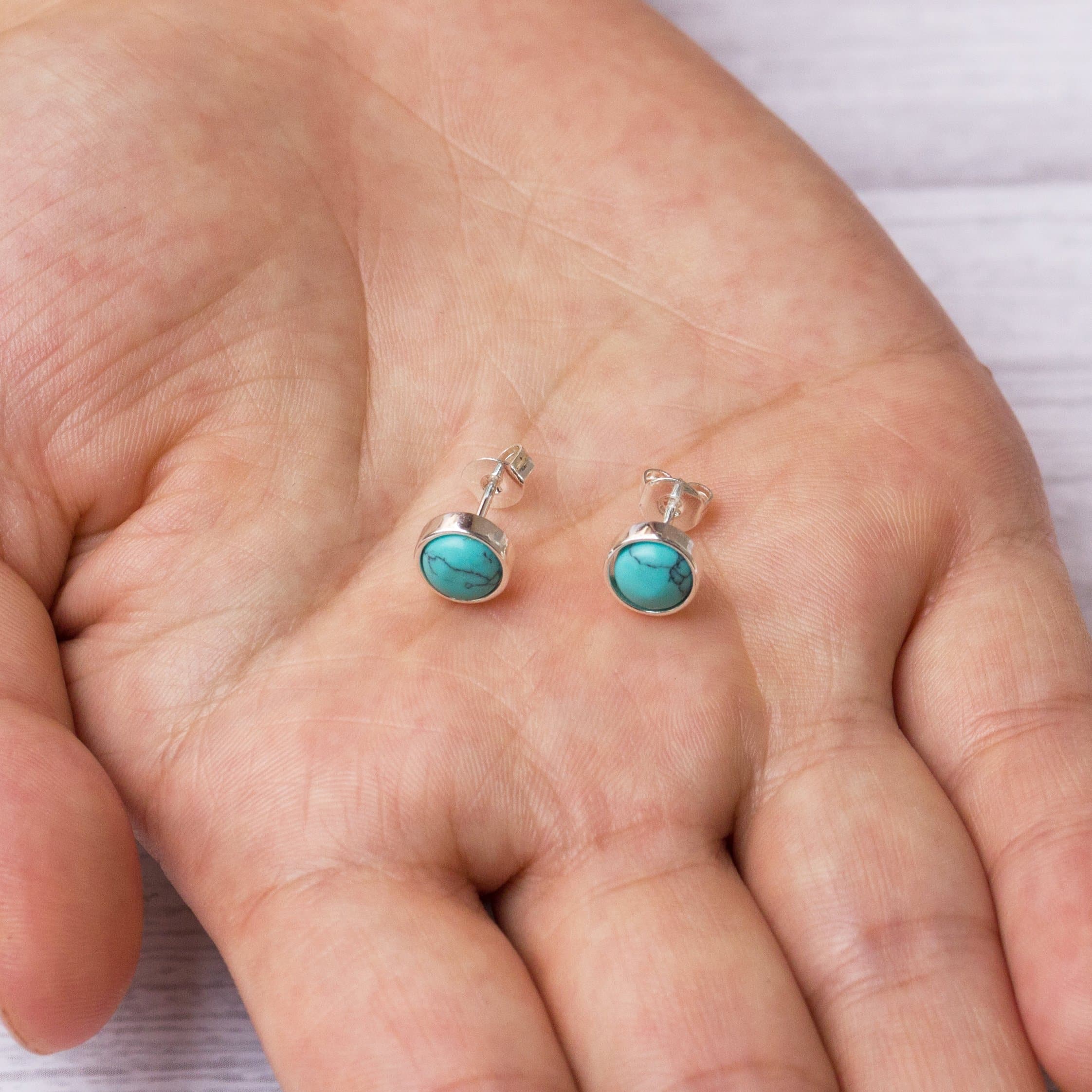 Synthetic Turquoise Stud Earrings