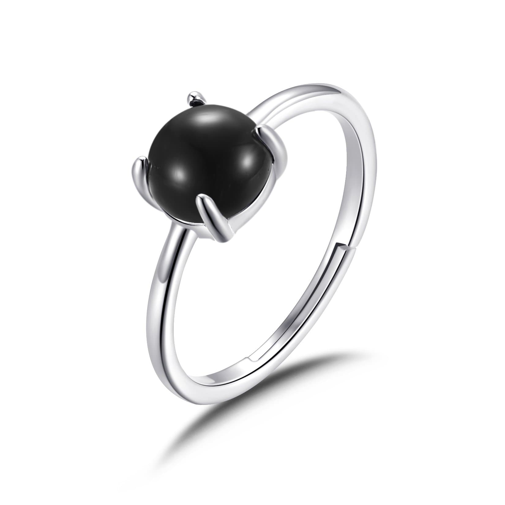 Black Onyx Adjustable Ring by Philip Jones Jewellery