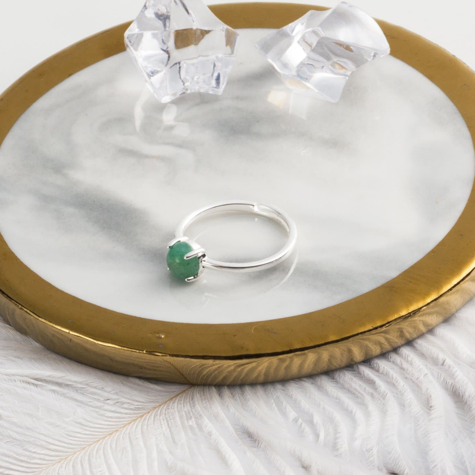 Green Aventurine Ring with Quote Card