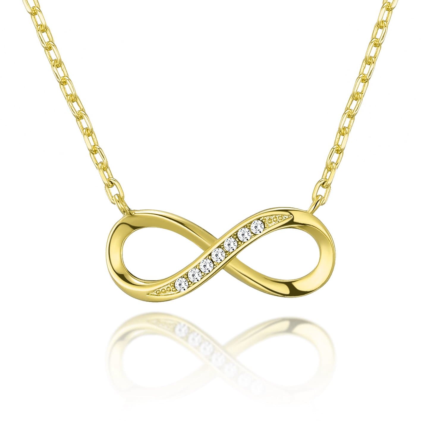 Gold Plated Infinity Pendant Necklace Created with Zircondia® Crystals by Philip Jones Jewellery