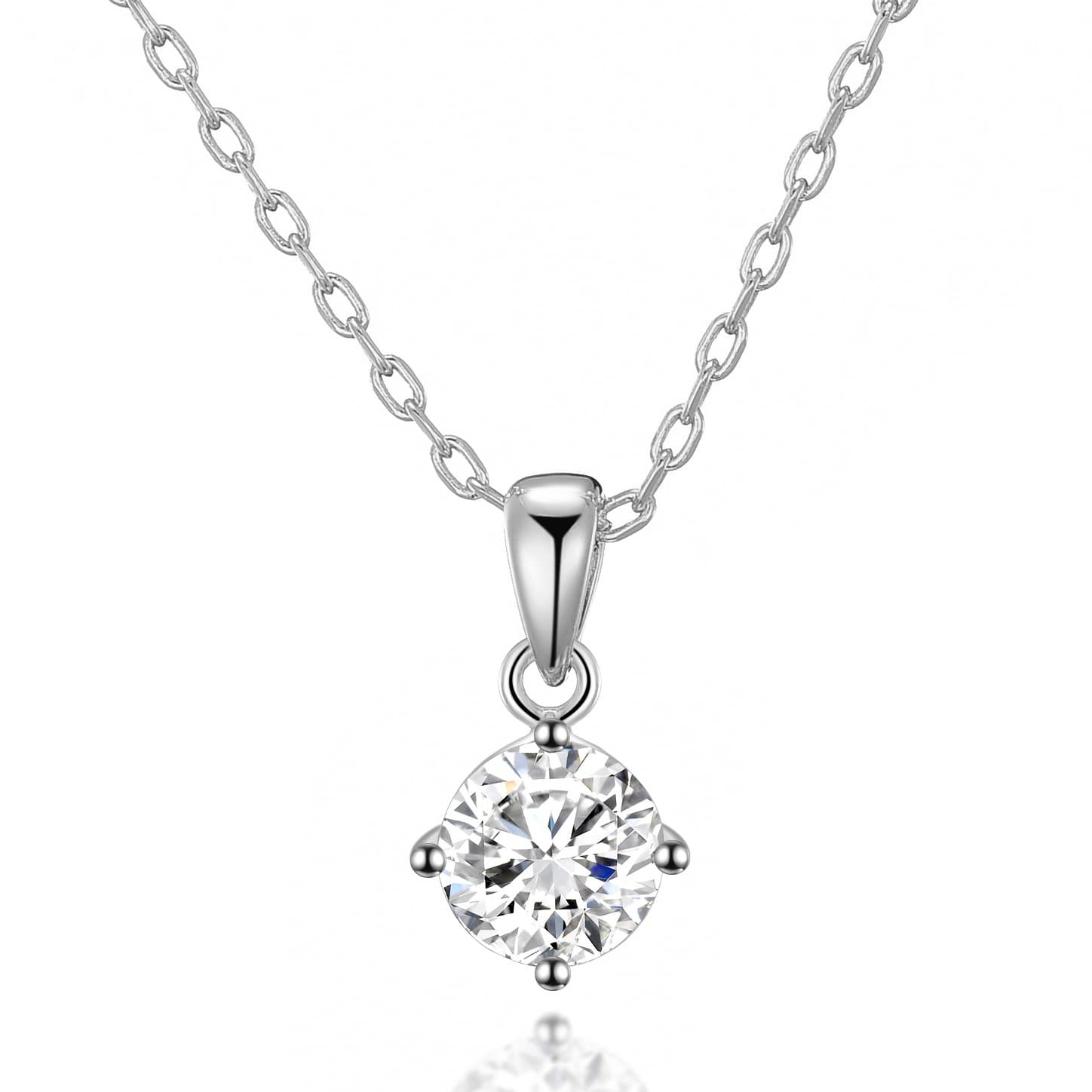 Sterling Silver Solitaire Necklace Created with Zircondia® Crystals by Philip Jones Jewellery