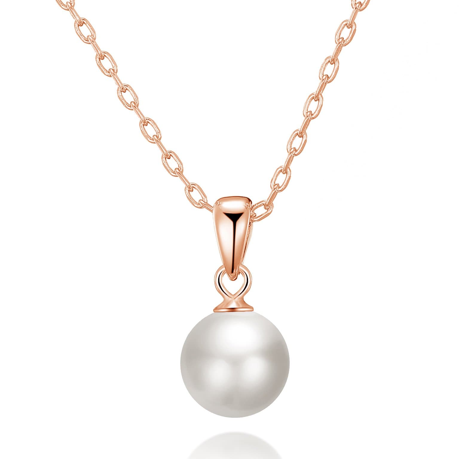 Rose Gold Plated Shell Pearl Necklace by Philip Jones Jewellery