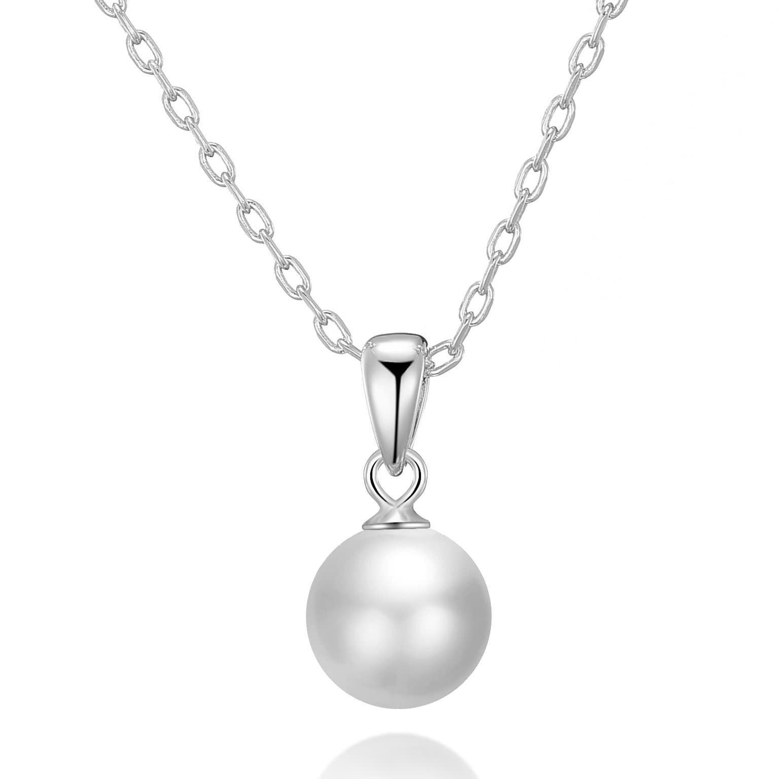 Silver Plated Shell Pearl Necklace by Philip Jones Jewellery