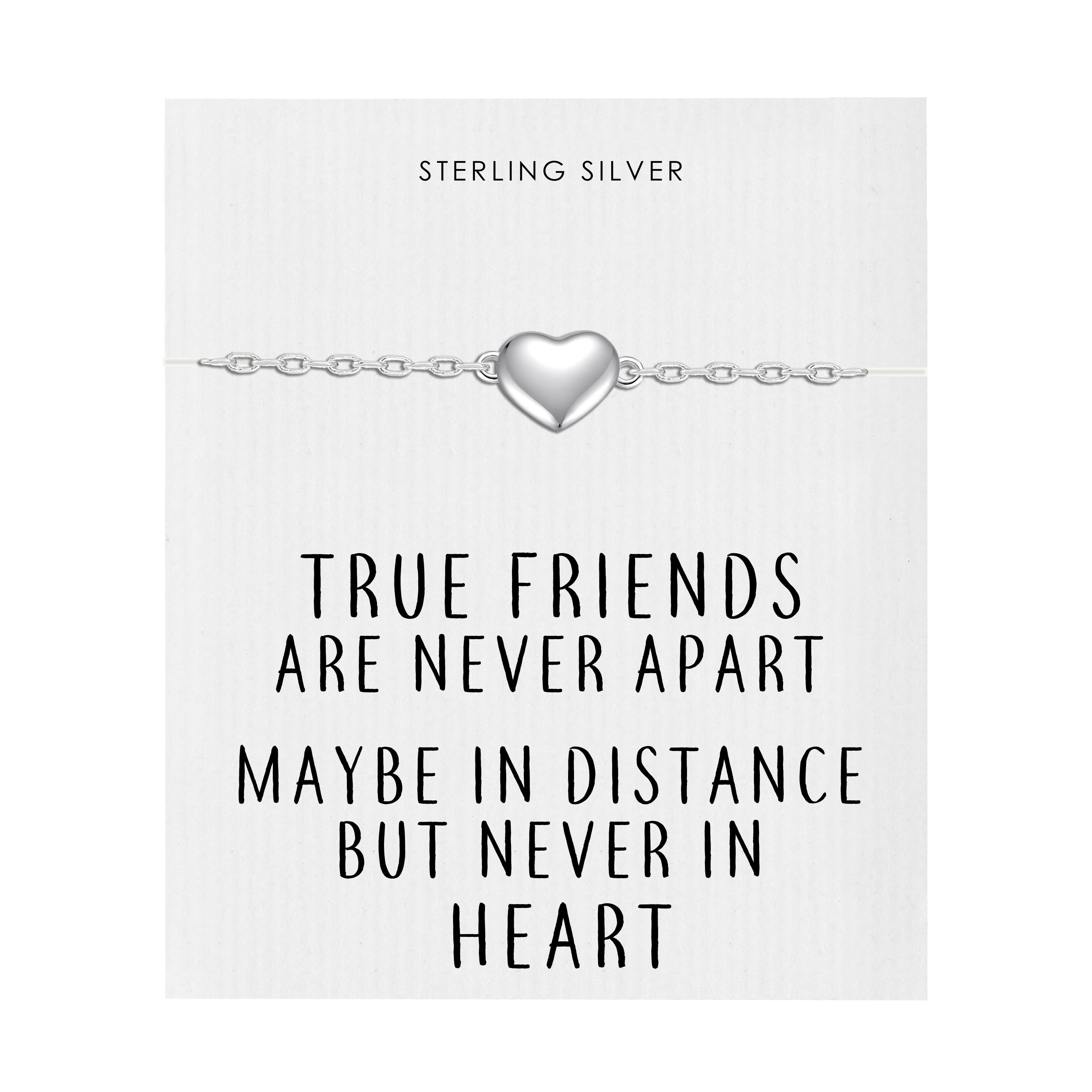 Sterling Silver Friendship Quote Heart Bracelet by Philip Jones Jewellery