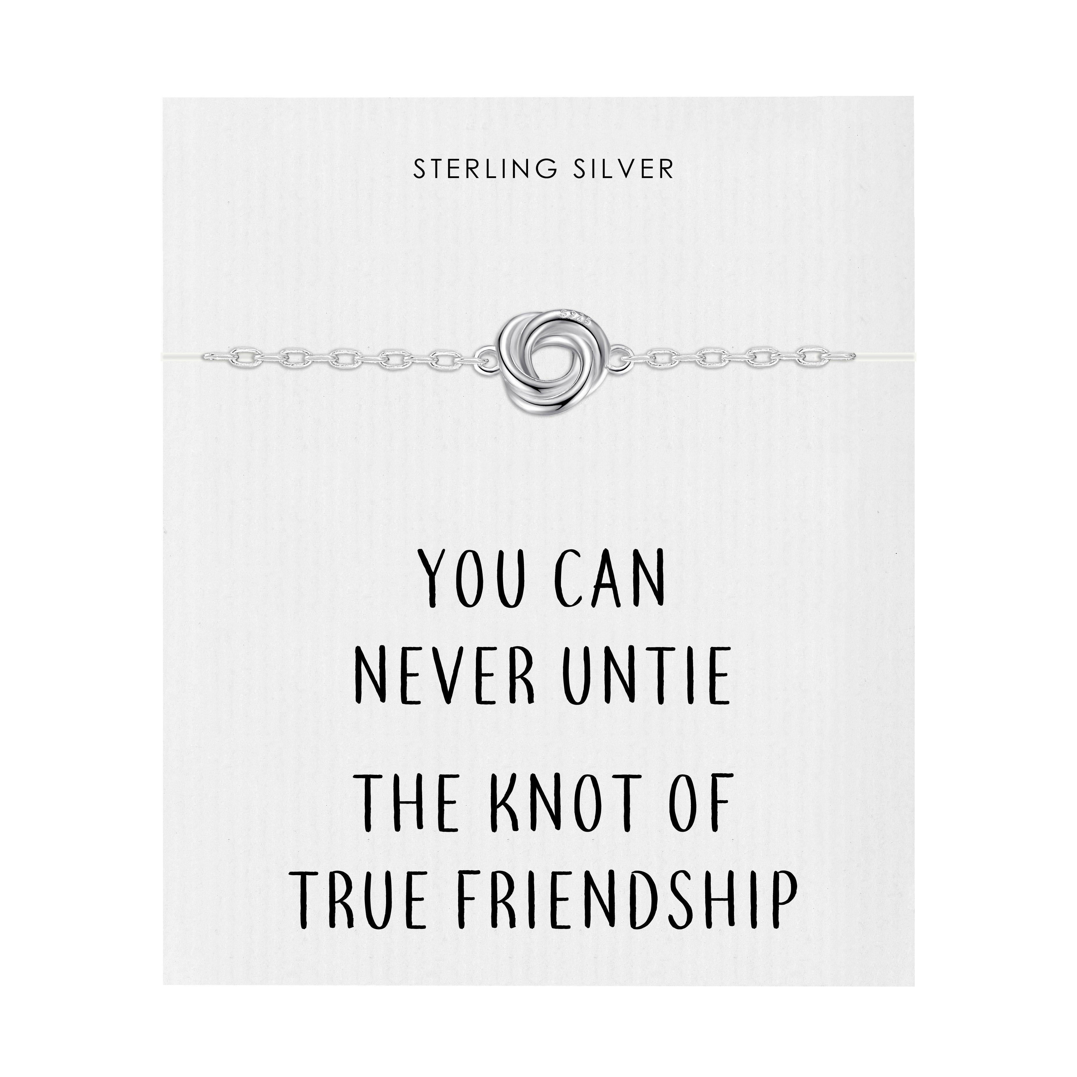 Sterling Silver Friendship Quote Knot Bracelet by Philip Jones Jewellery