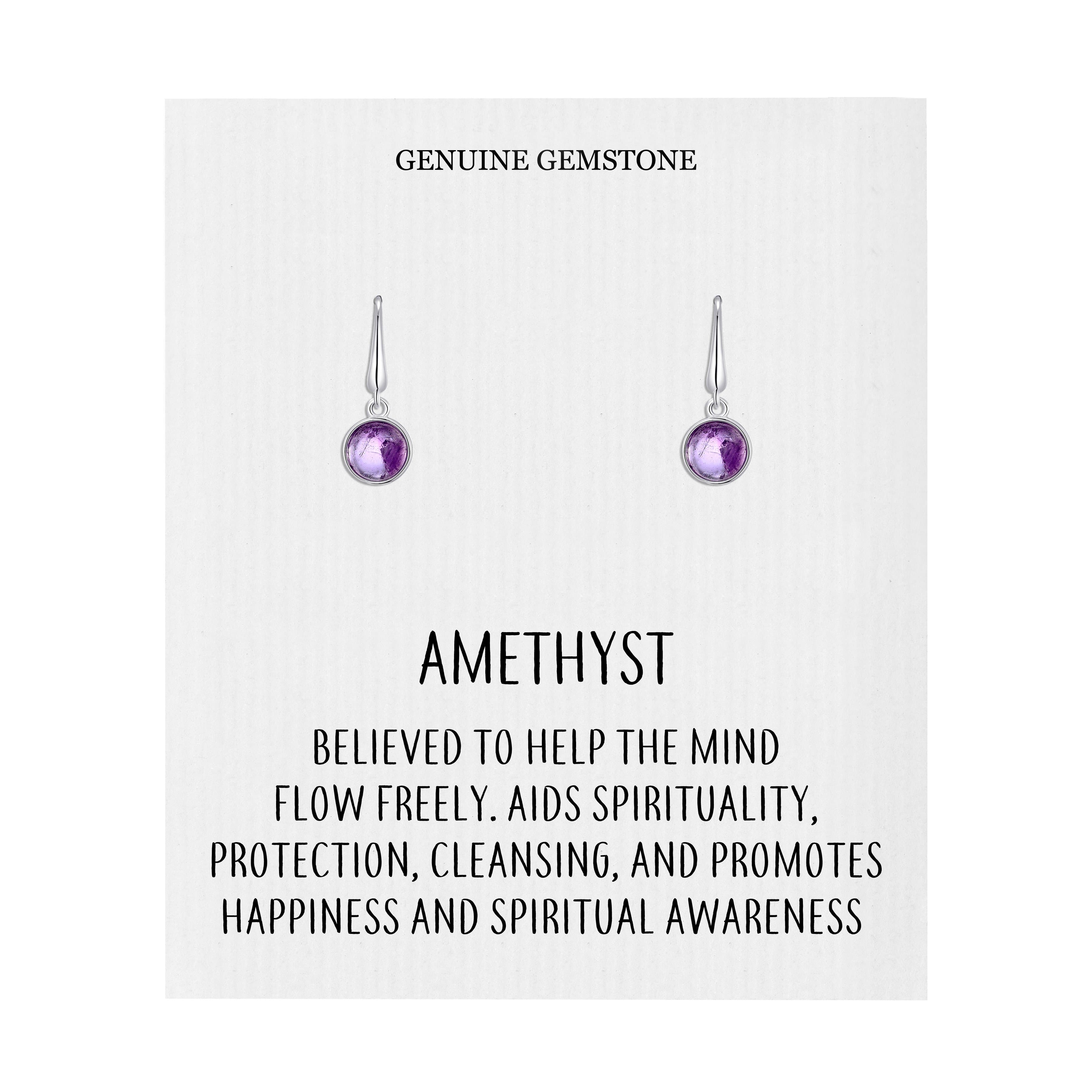 Amethyst Drop Earrings with Quote Card by Philip Jones Jewellery