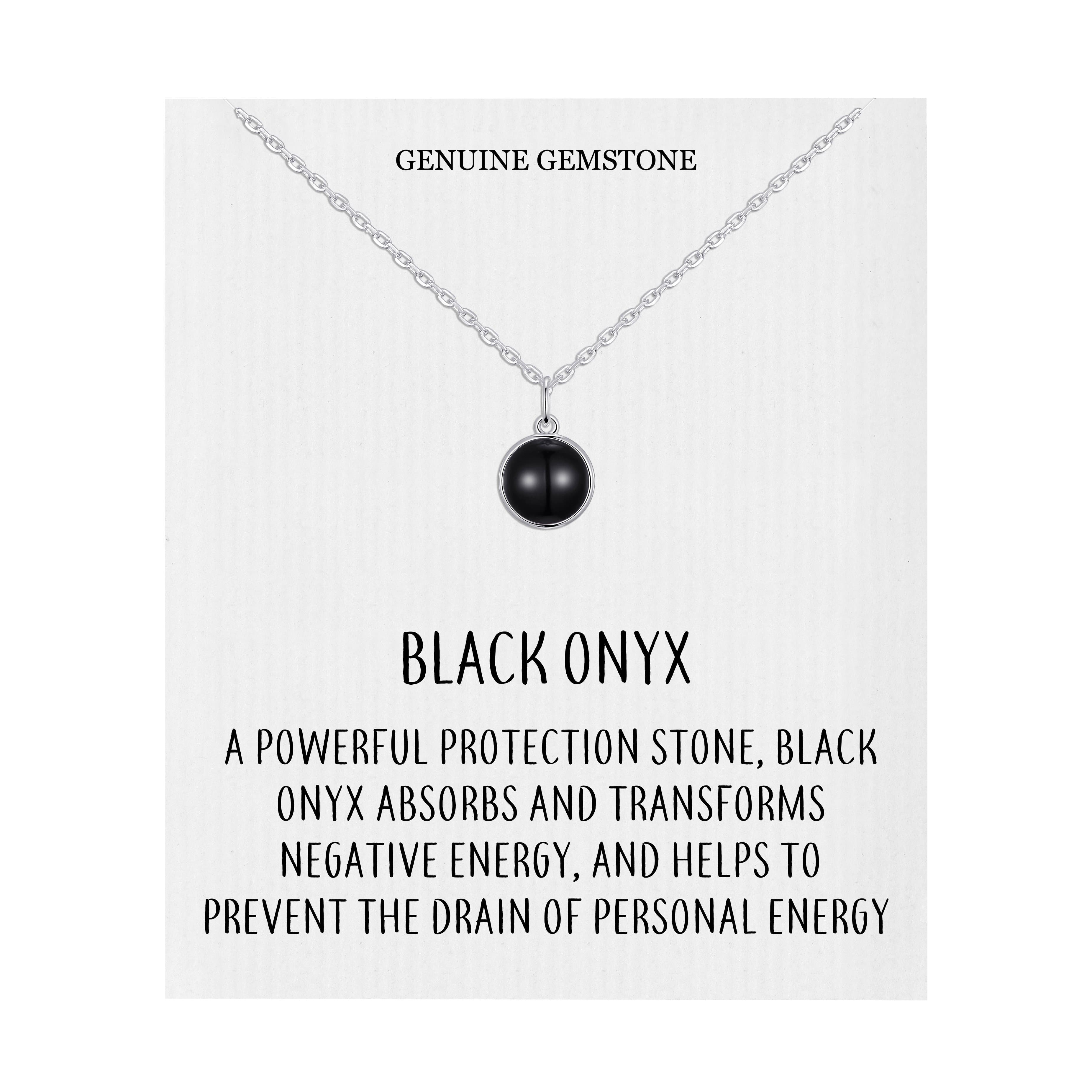 Black Onyx Necklace with Quote Card by Philip Jones Jewellery