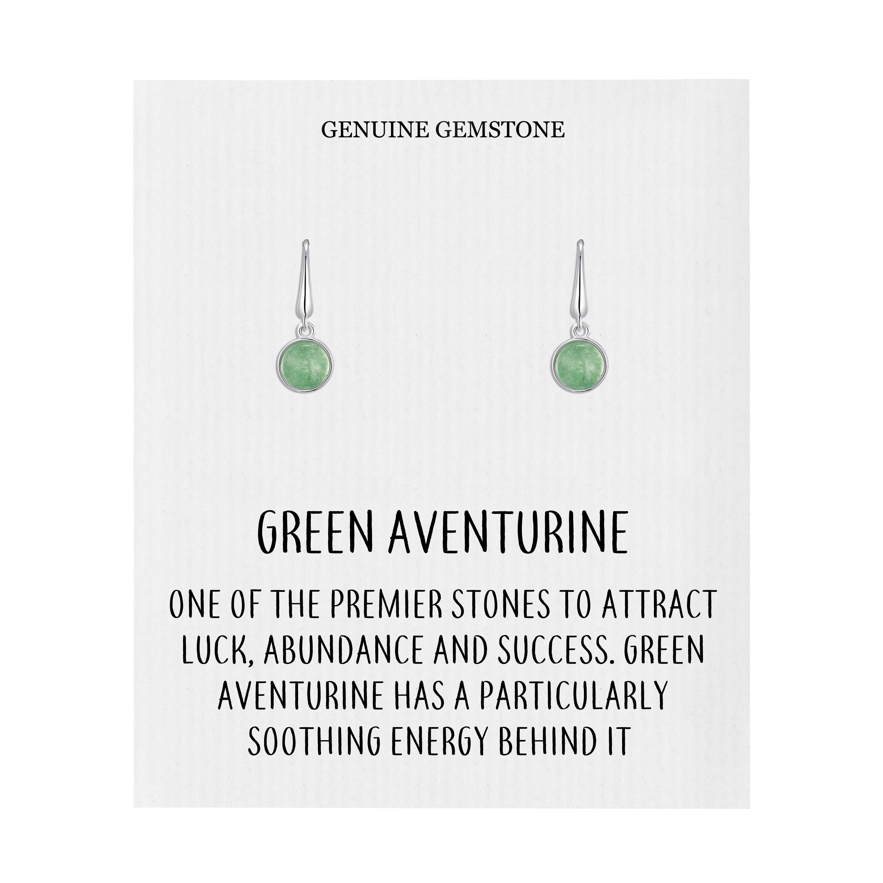 Green Aventurine Drop Earrings with Quote Card
