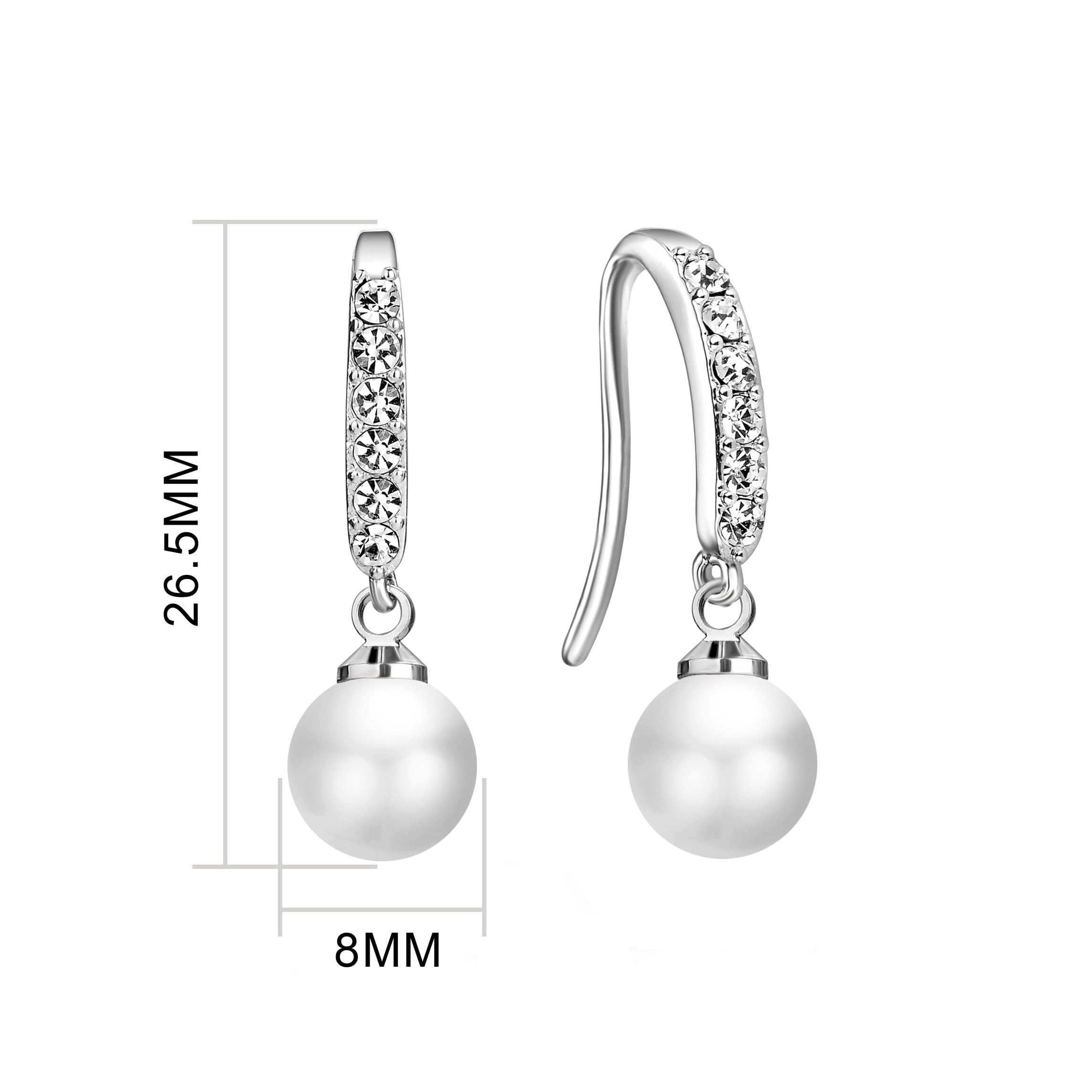 Silver Plated Pearl Drop Earrings Created with Zircondia® Crystals