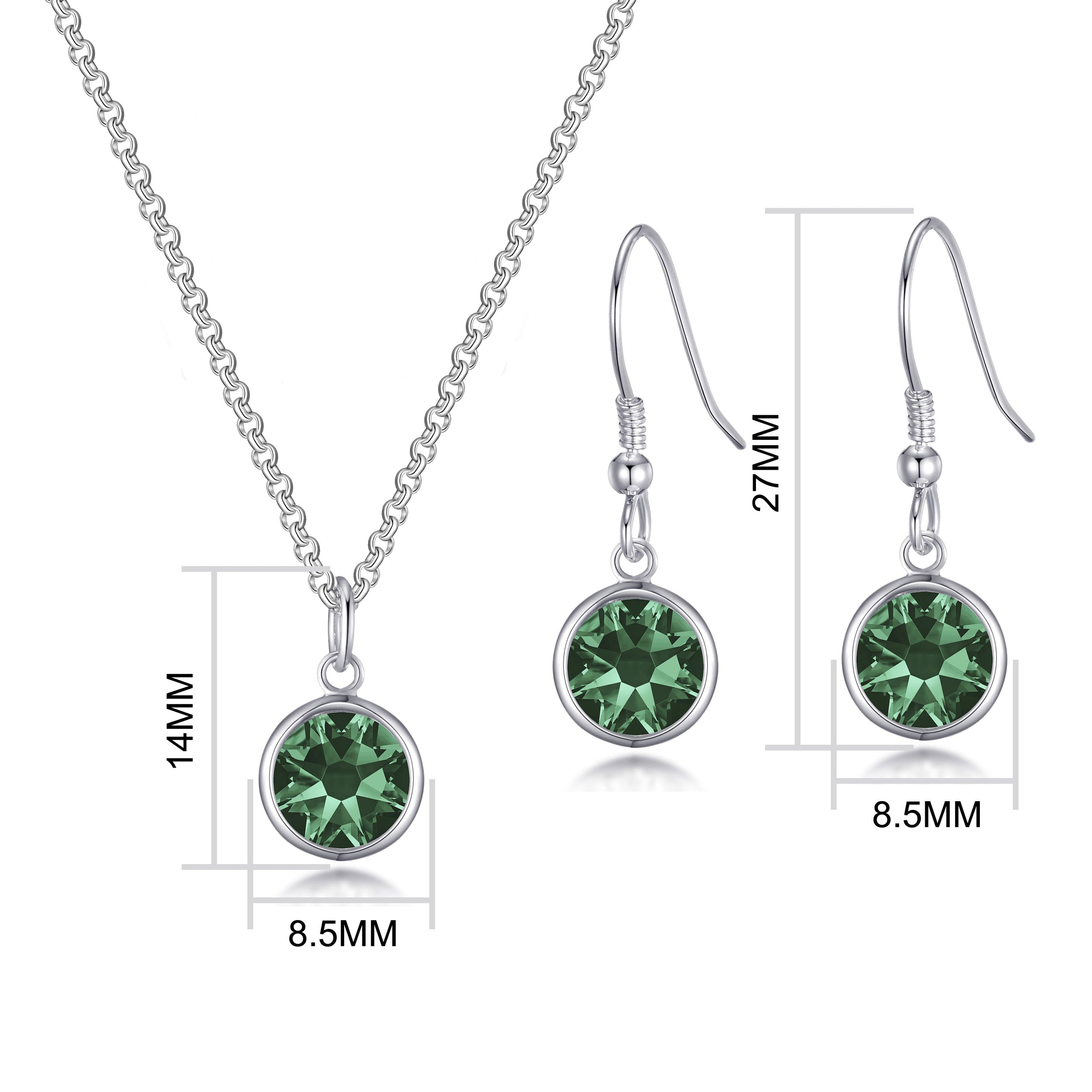May (Emerald) Birthstone Necklace & Drop Earrings Set Created with Zircondia® Crystals