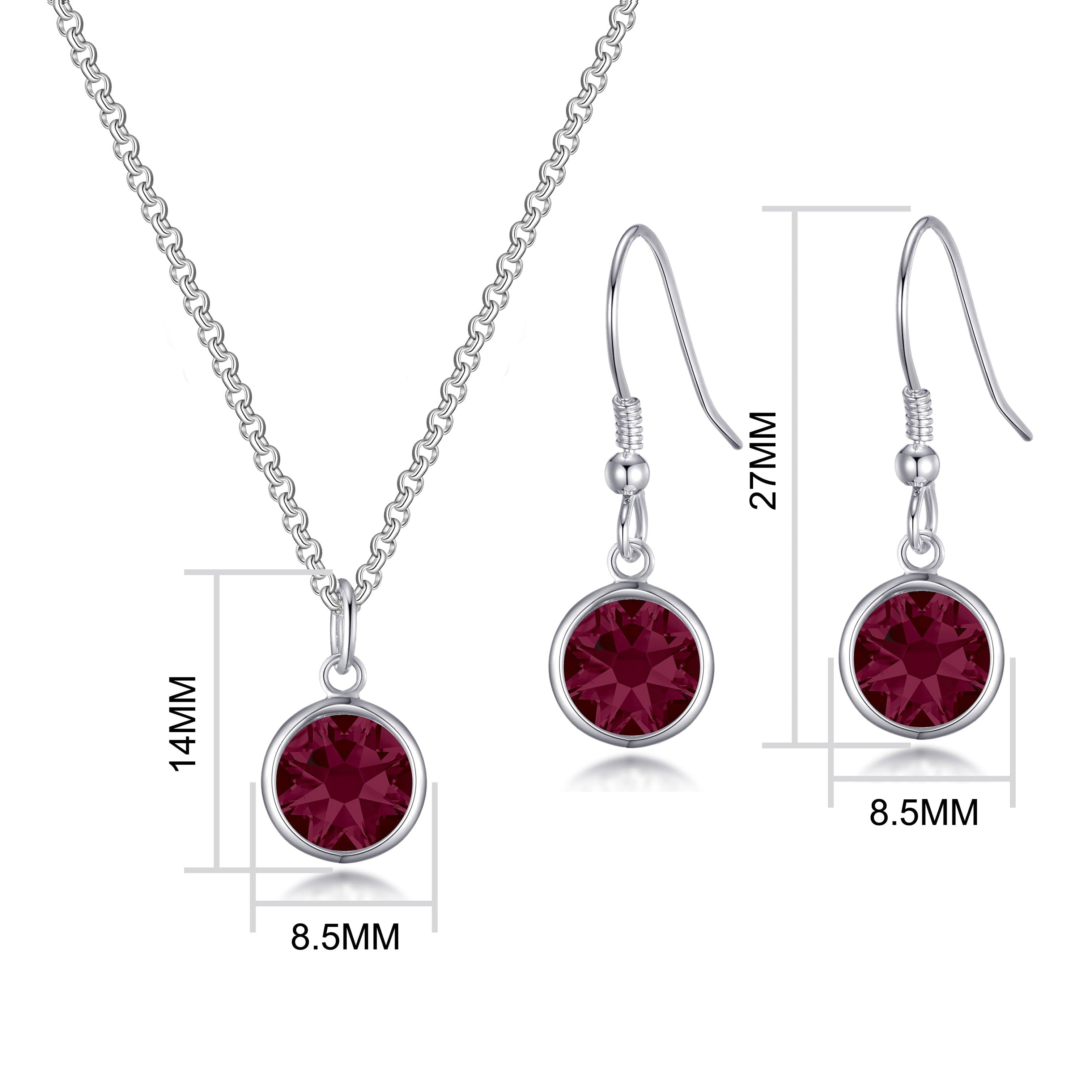 July (Ruby) Birthstone Necklace & Drop Earrings Set Created with Zircondia® Crystals