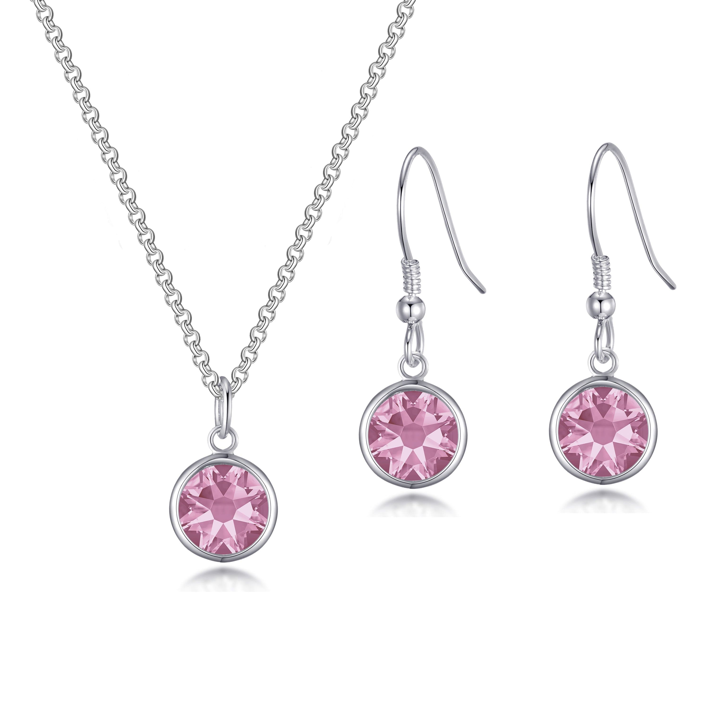 October (Tourmaline) Birthstone Necklace & Drop Earrings Set Created with Zircondia® Crystals