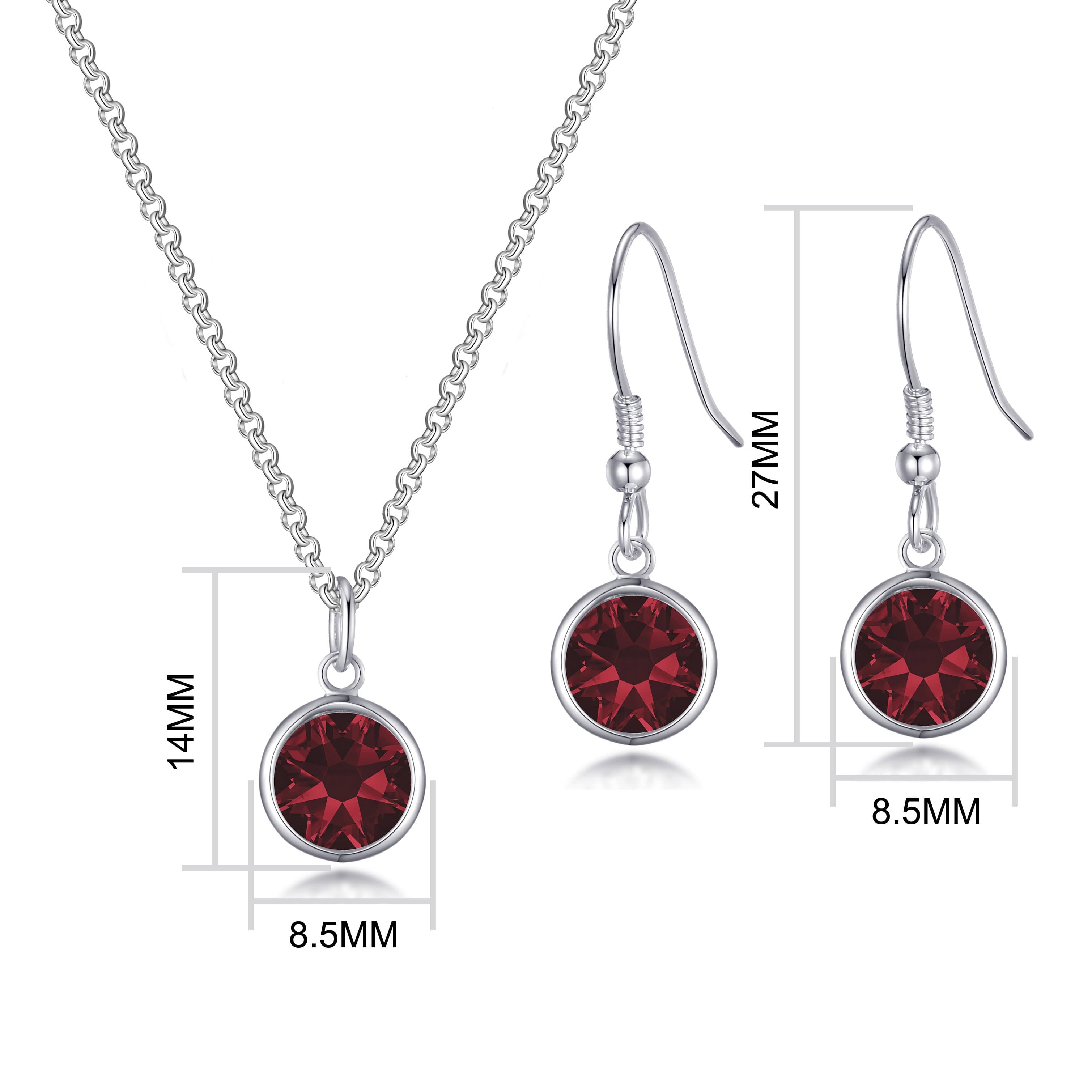 January (Garnet) Birthstone Necklace & Drop Earrings Set Created with Zircondia® Crystals