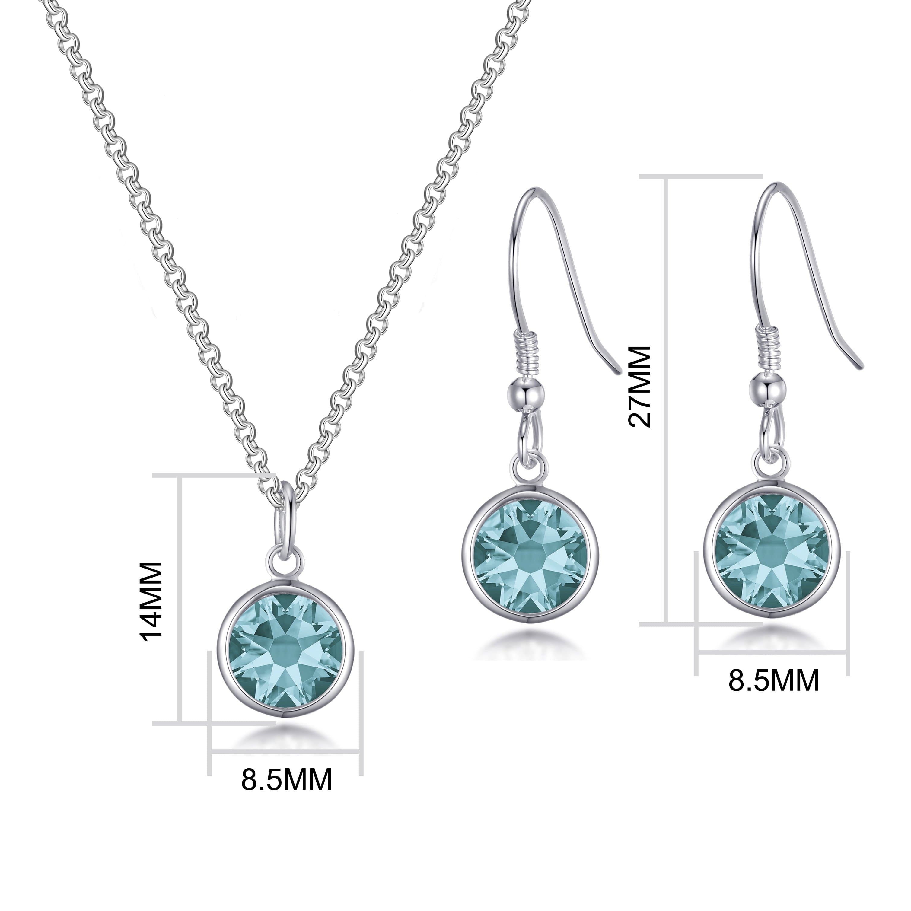 December (Blue Topaz) Birthstone Necklace & Drop Earrings Set Created with Zircondia® Crystals